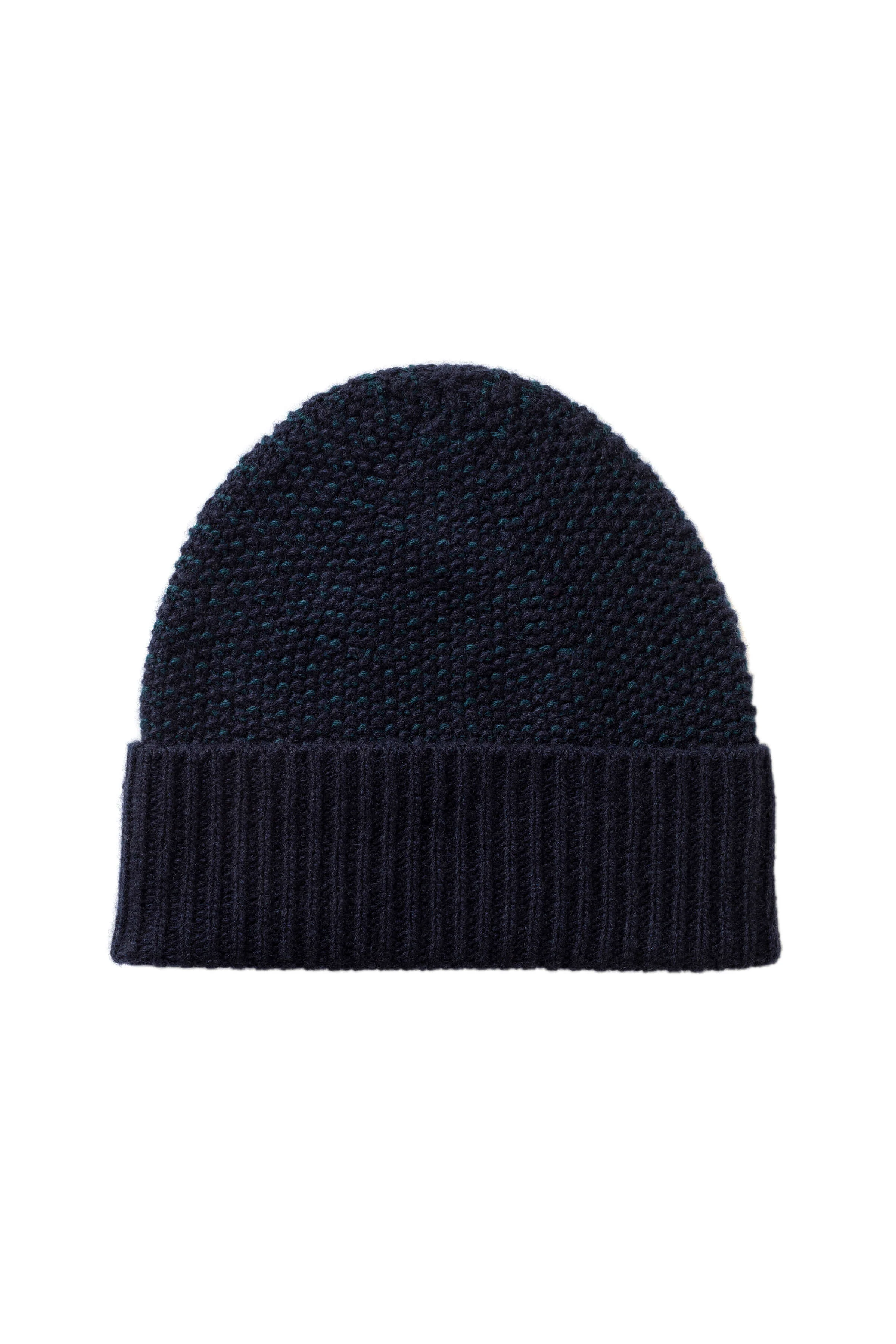 Seed Stitch Cashmere Navy Beanie - 1