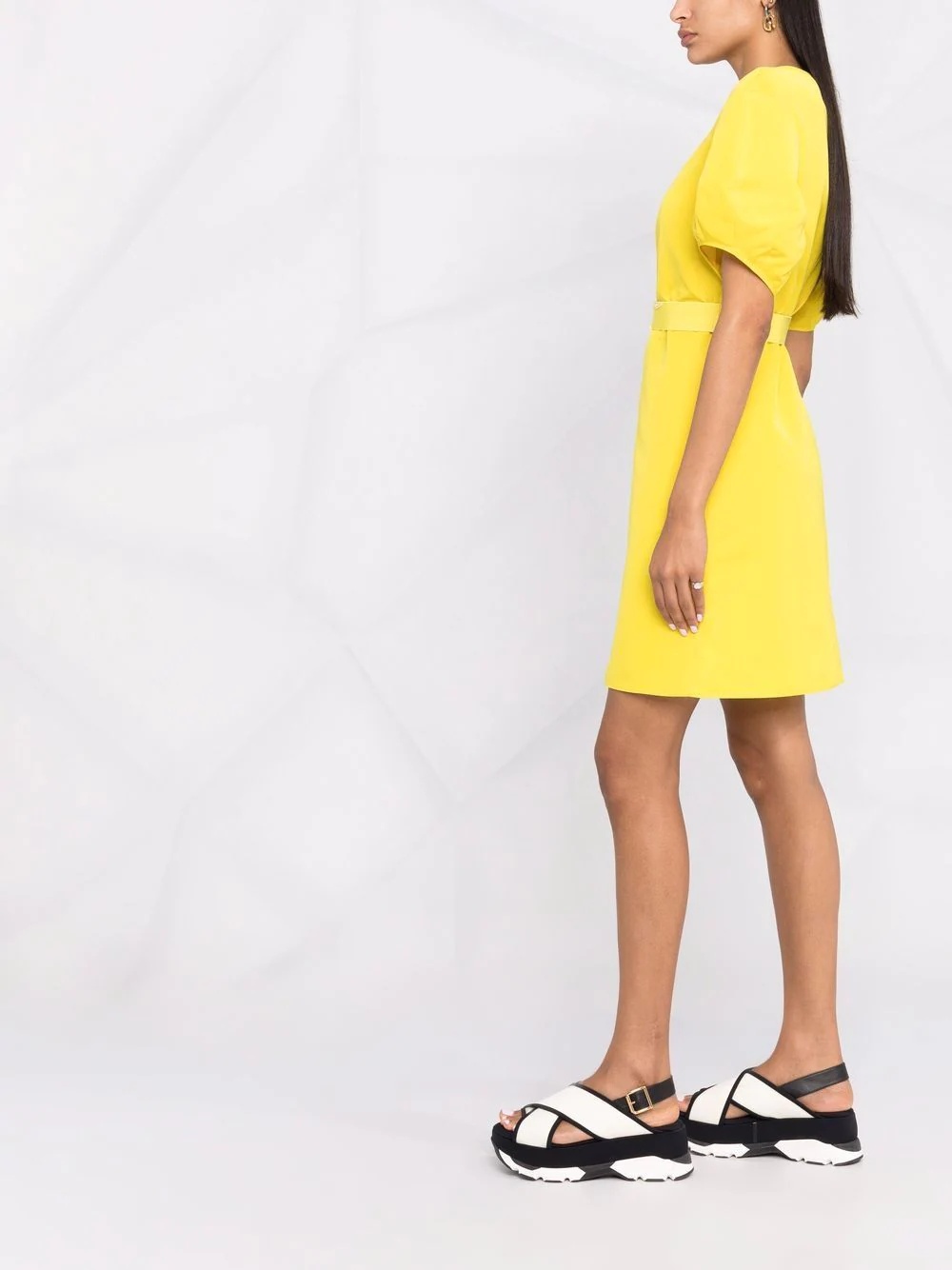 belted puff-sleeve dress - 4