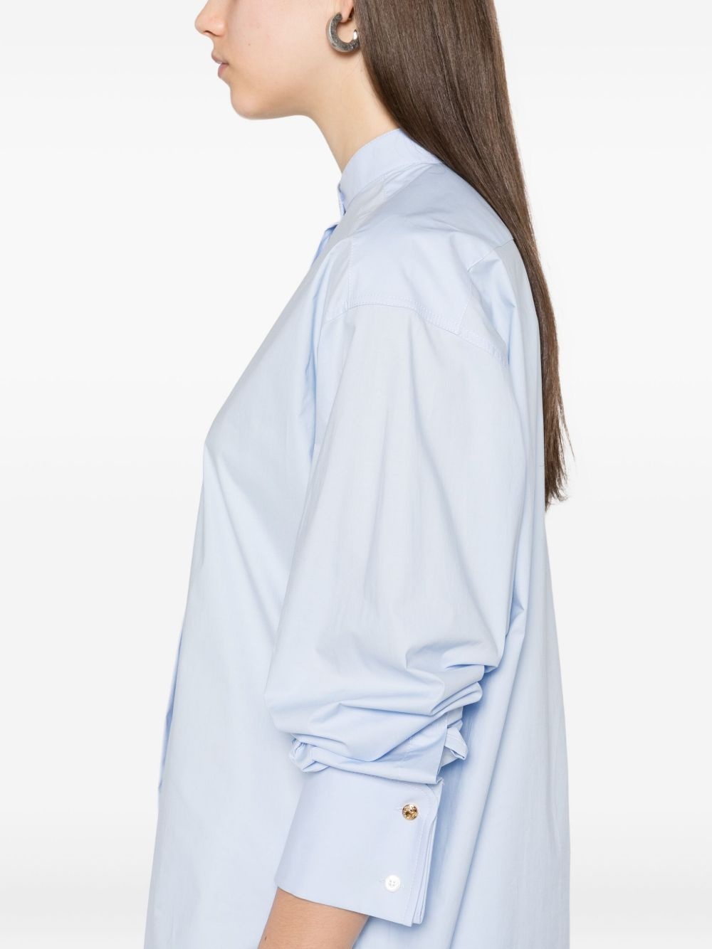 band-collar curved-hem shirt - 5