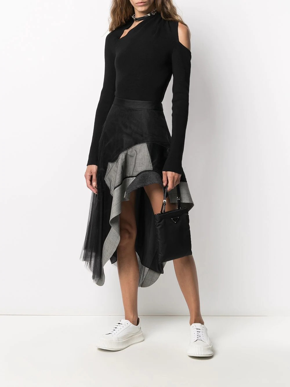 asymmetric cut-out knitted top - 2