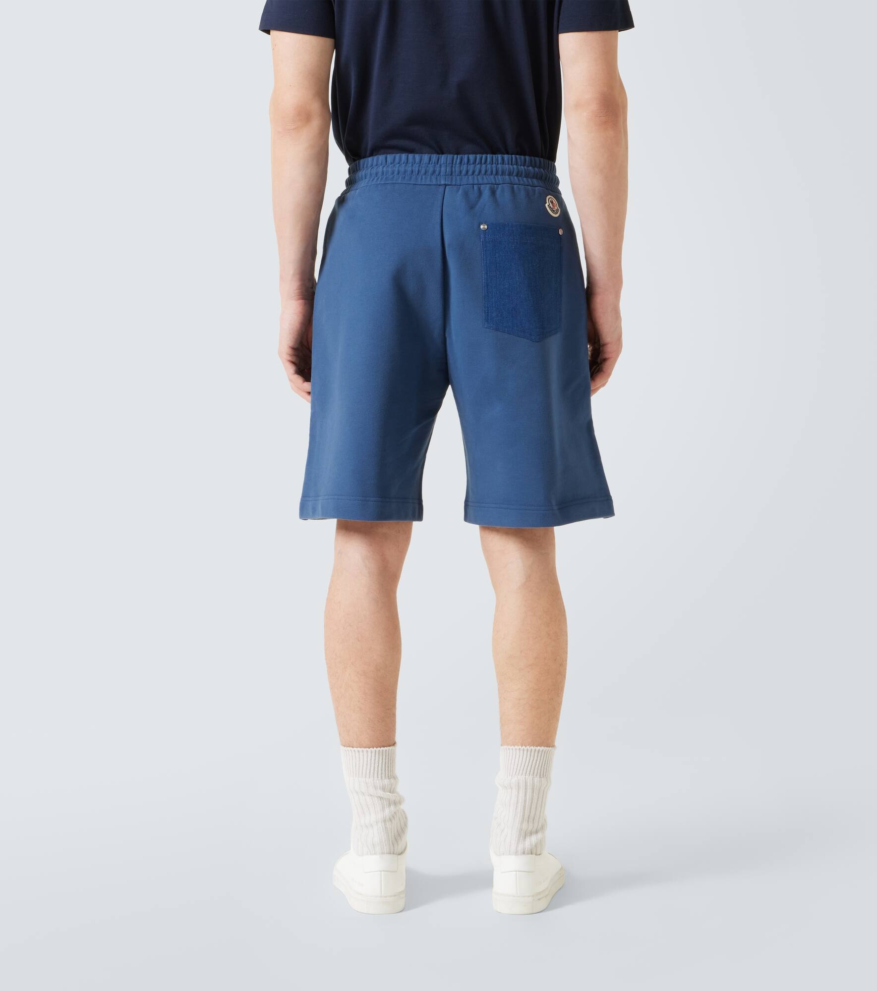 Denim-trimmed cotton jersey shorts - 4
