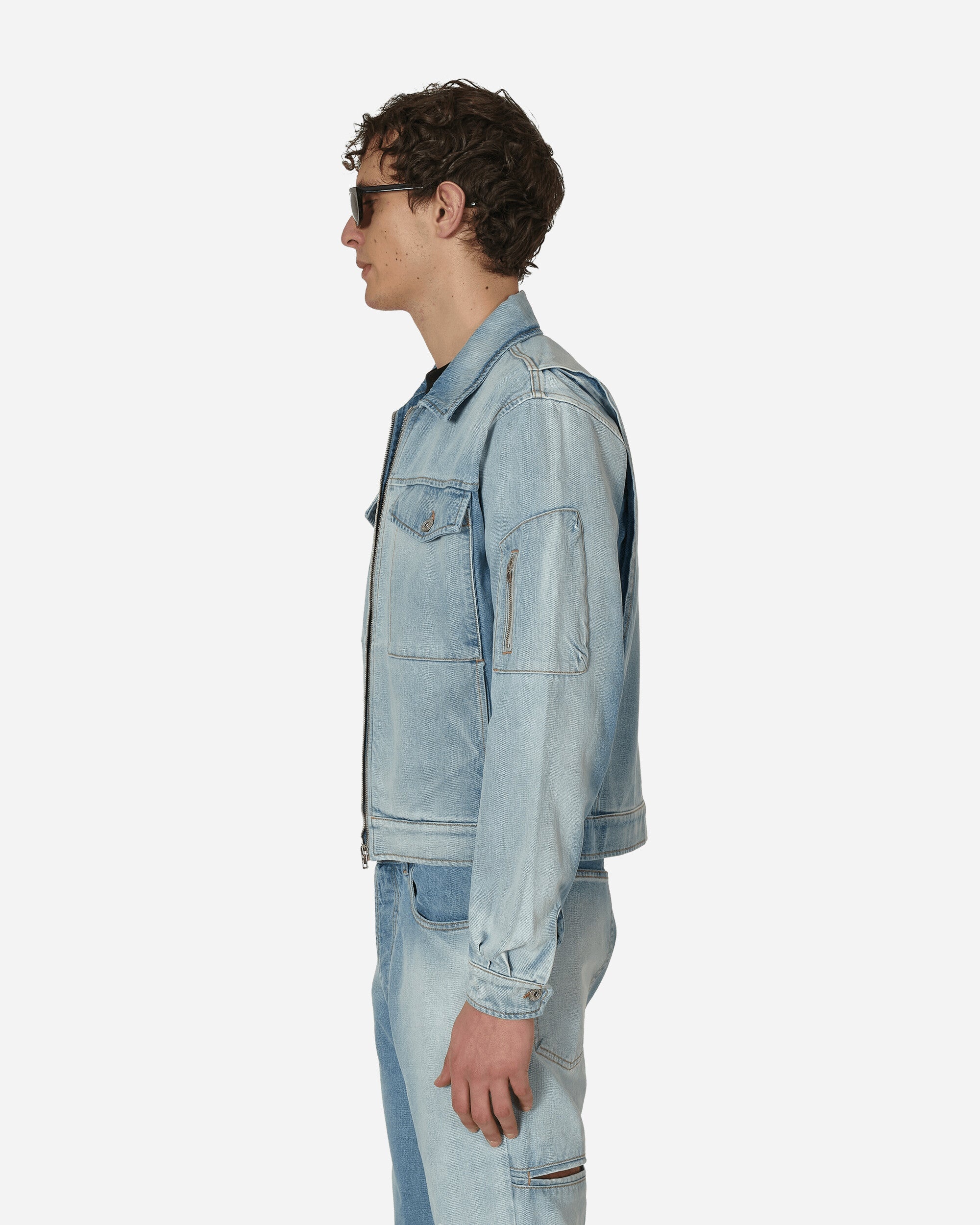 Zipped Denim Jacket Blue - 2