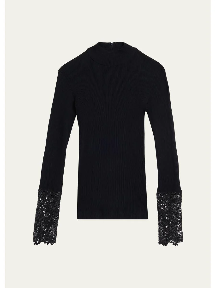 Lace Glow Embroidered Long-Sleeve Top - 1