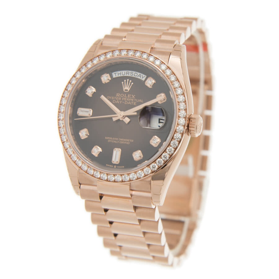 Rolex Day-Date Automatic Chronometer Diamond Brown Dial Ladies Watch 128345RBR - 4