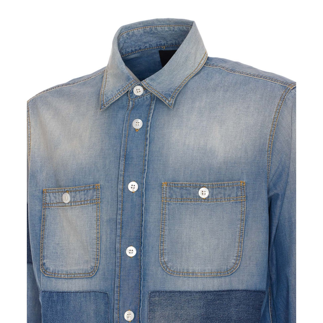Givenchy Men Patchwork Denim Shirt - 3