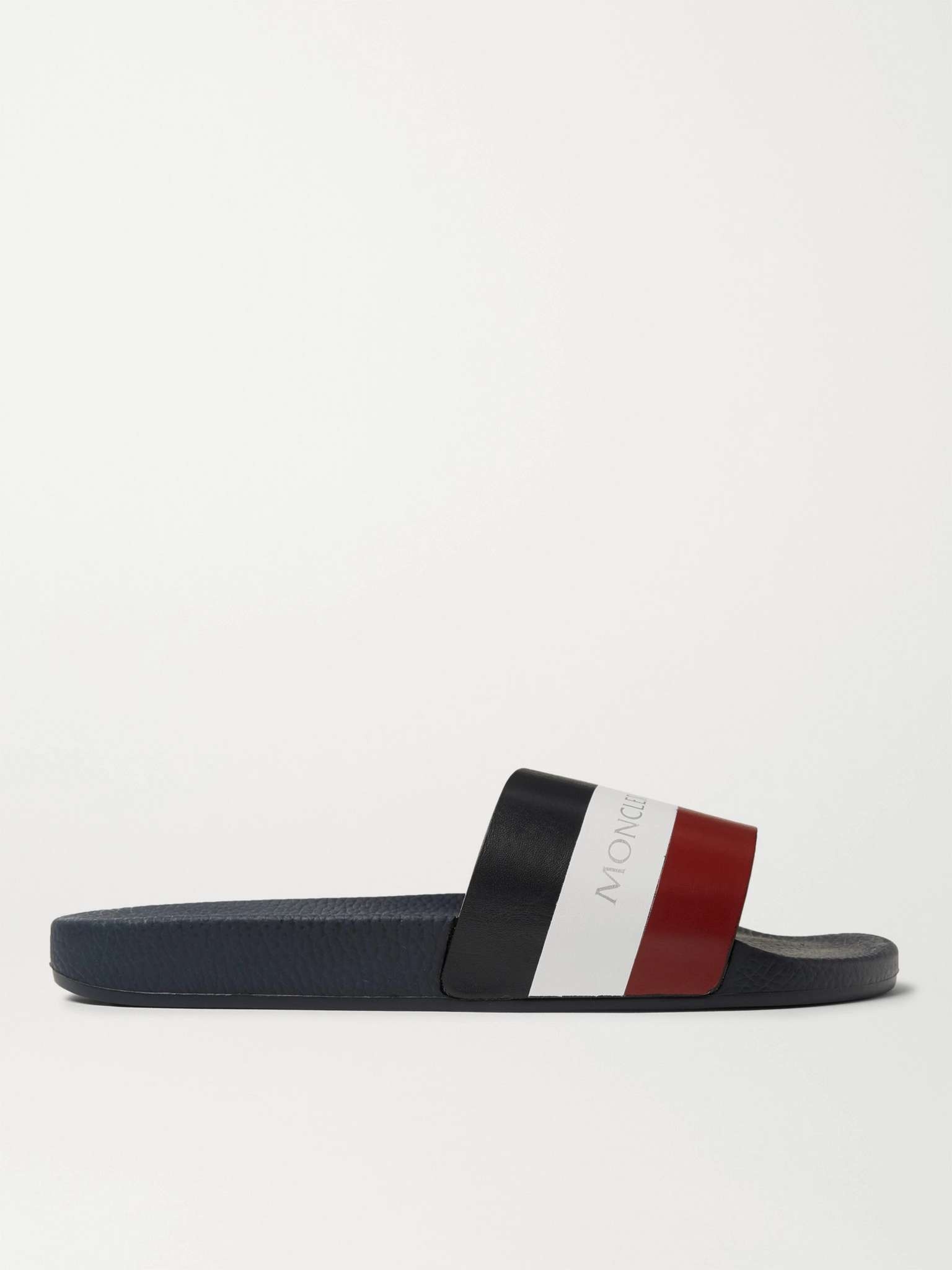 Basile Logo-Print Striped Leather Slides - 1