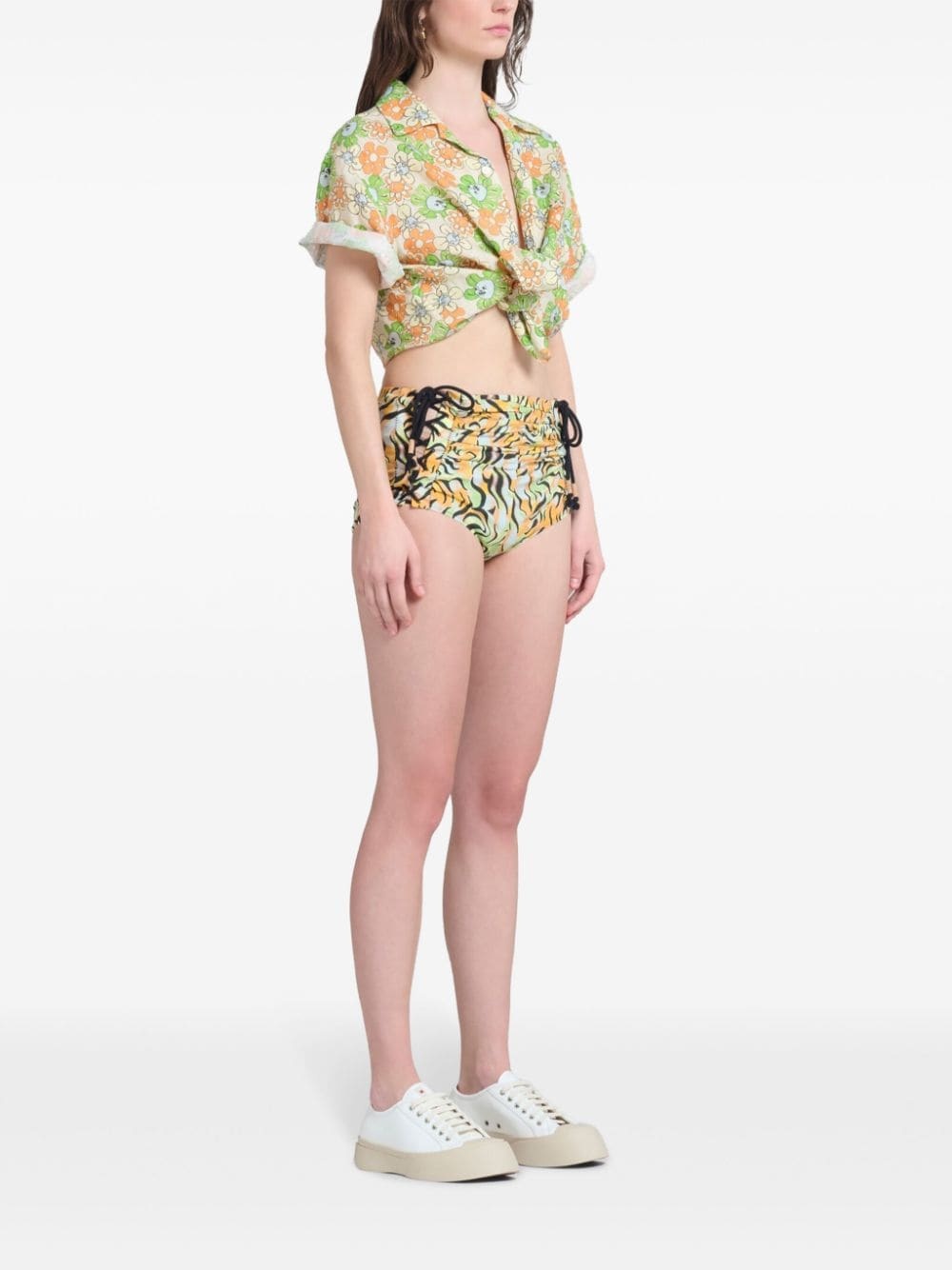graphic-print poplin mini shorts - 3