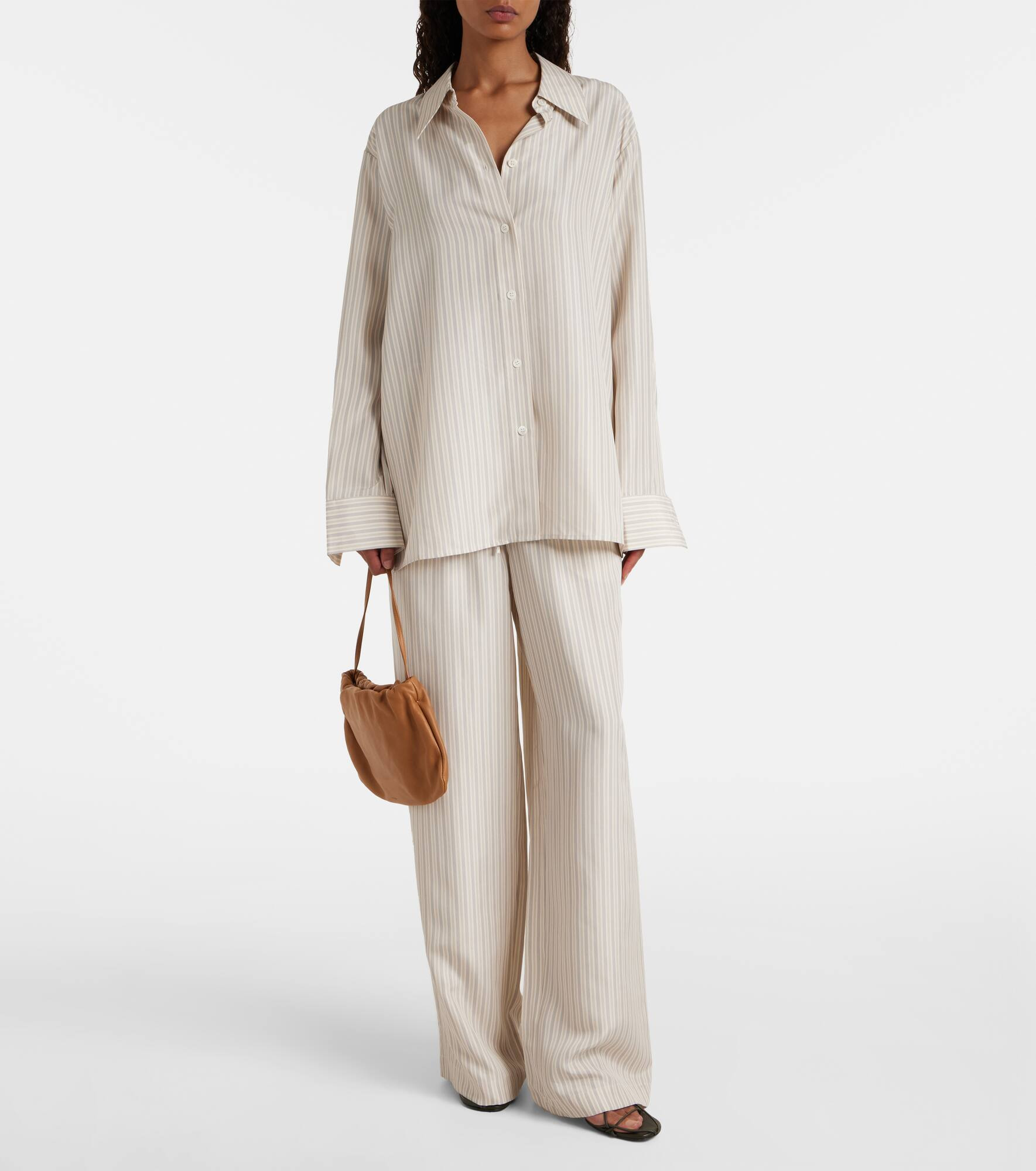 Striped silk wide-leg pants - 2