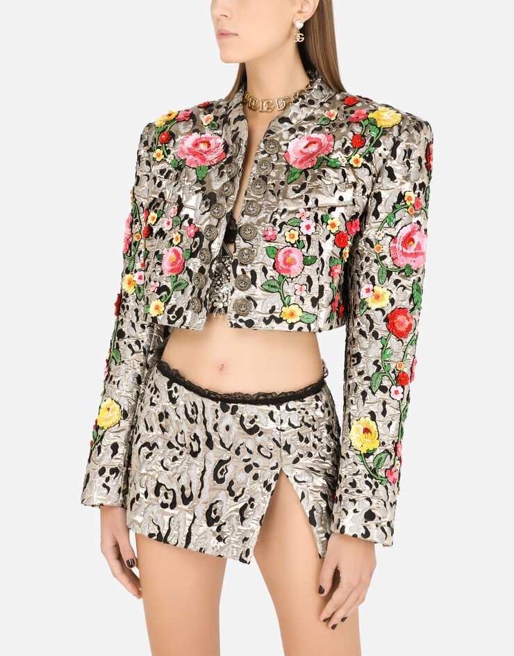 Lamé jacquard Spencer jacket with embroidery - 4