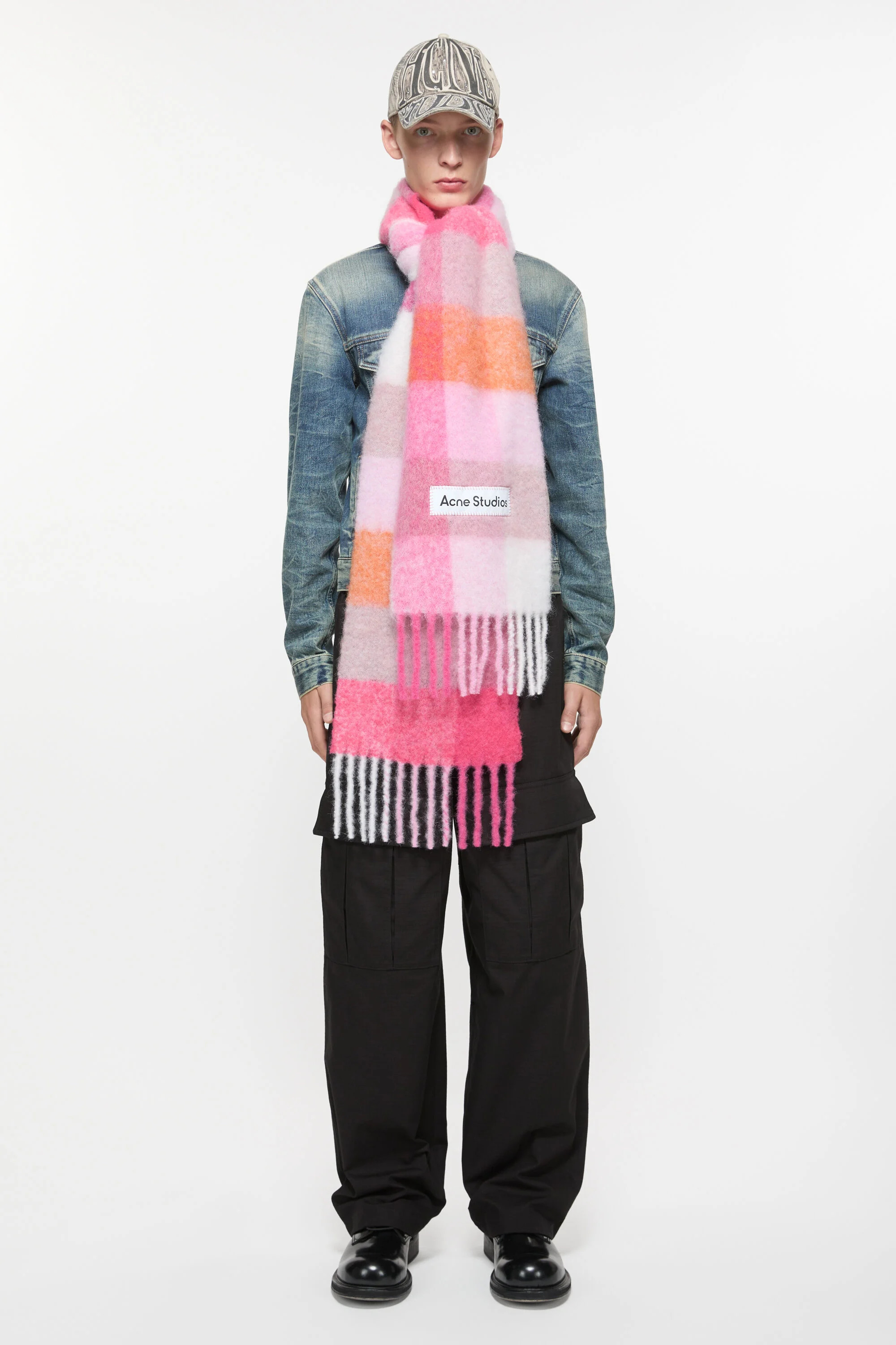 Mohair checked scarf - Pink/Fuchsia/White - 3