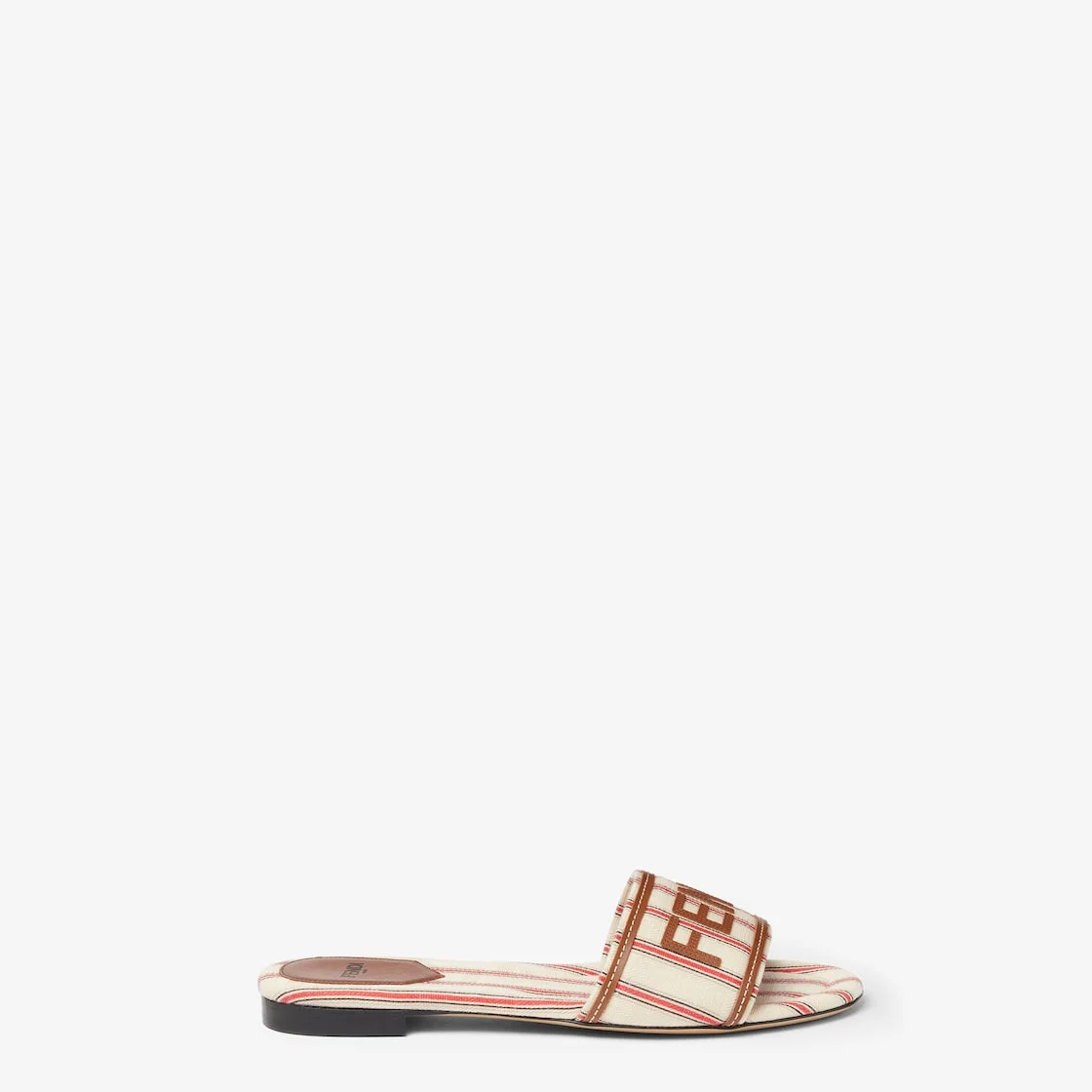 Fendi Sunshine Red and beige striped FF canvas slides - 1