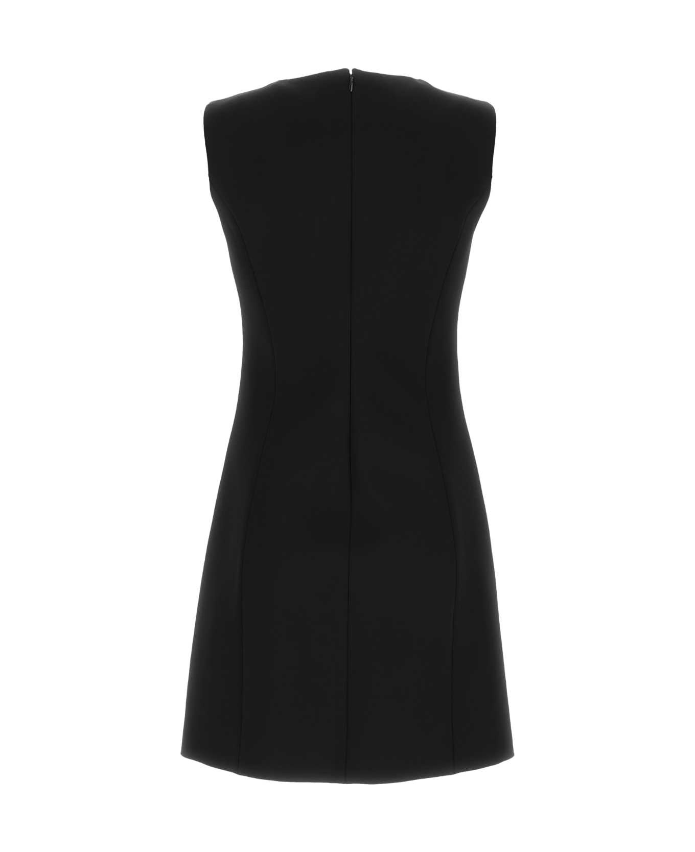 Black Stretch Viscose Blend Mini Dress - 2