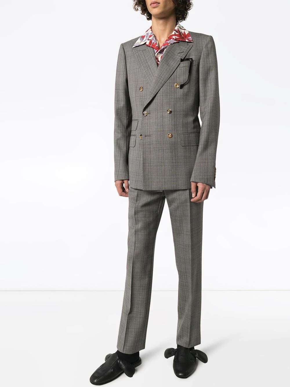 checked wool dinner suit - 2