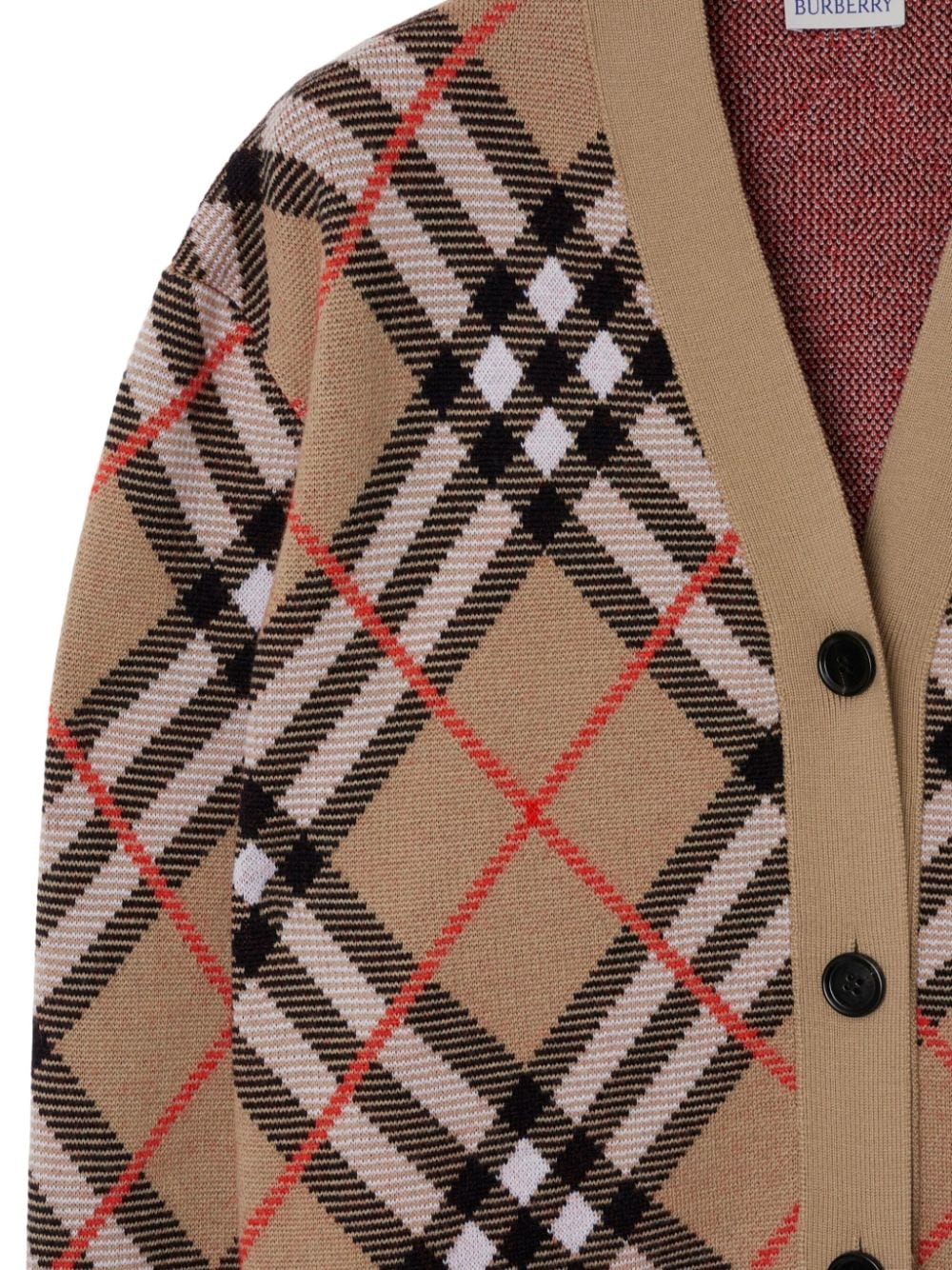 check wool-blend cardigan - 3