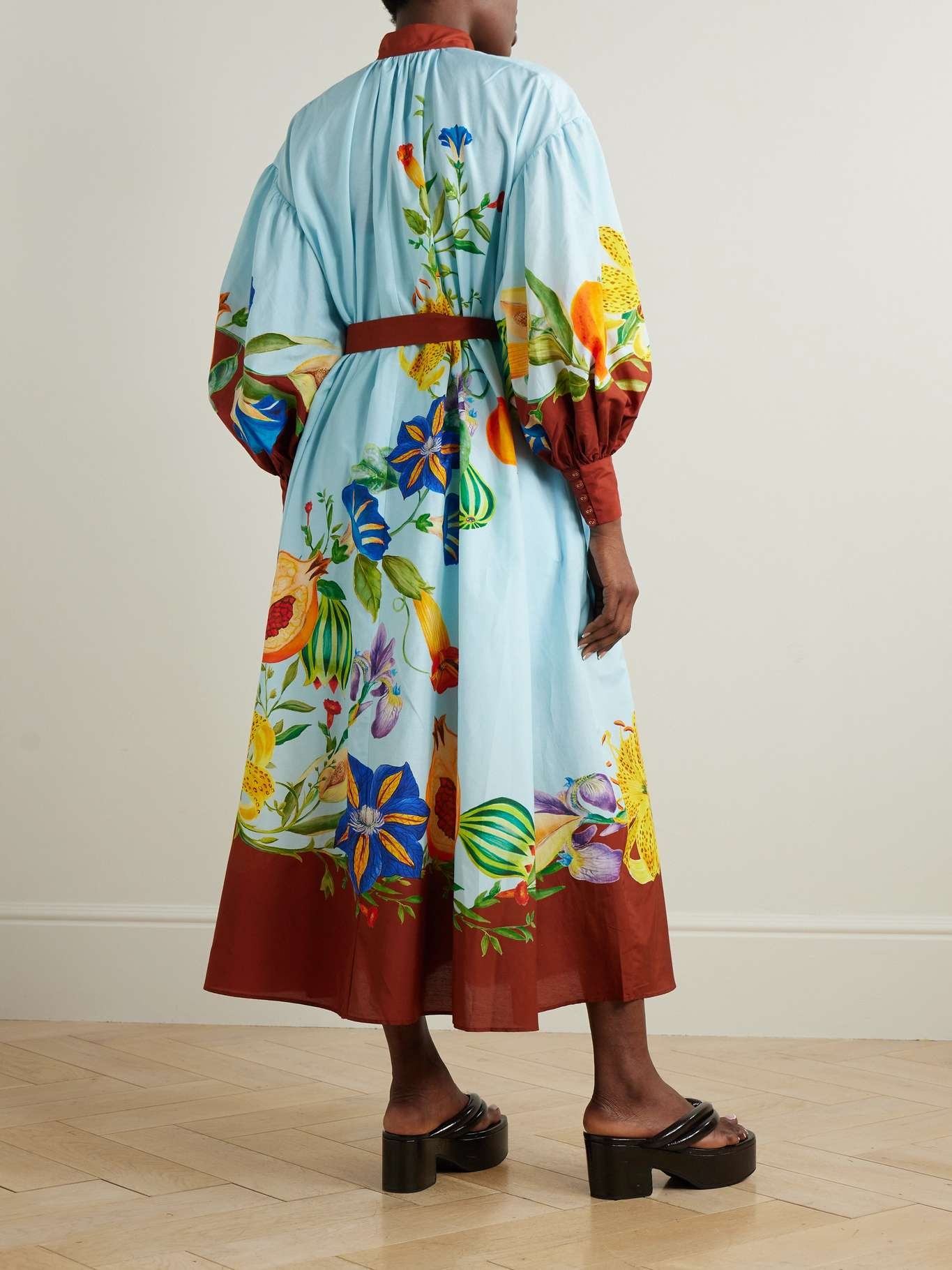 Dahlia belted floral-print cotton and silk-blend midi dress - 3