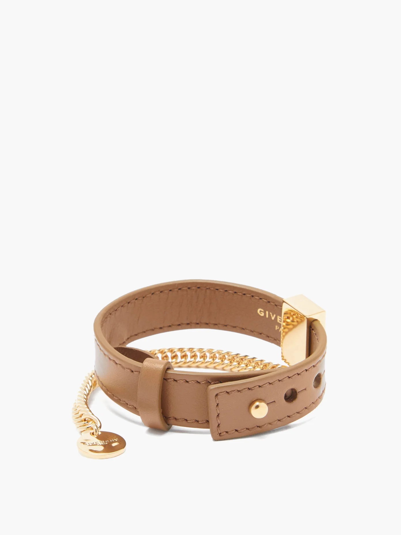 GV3 chain-embellished leather bracelet - 4