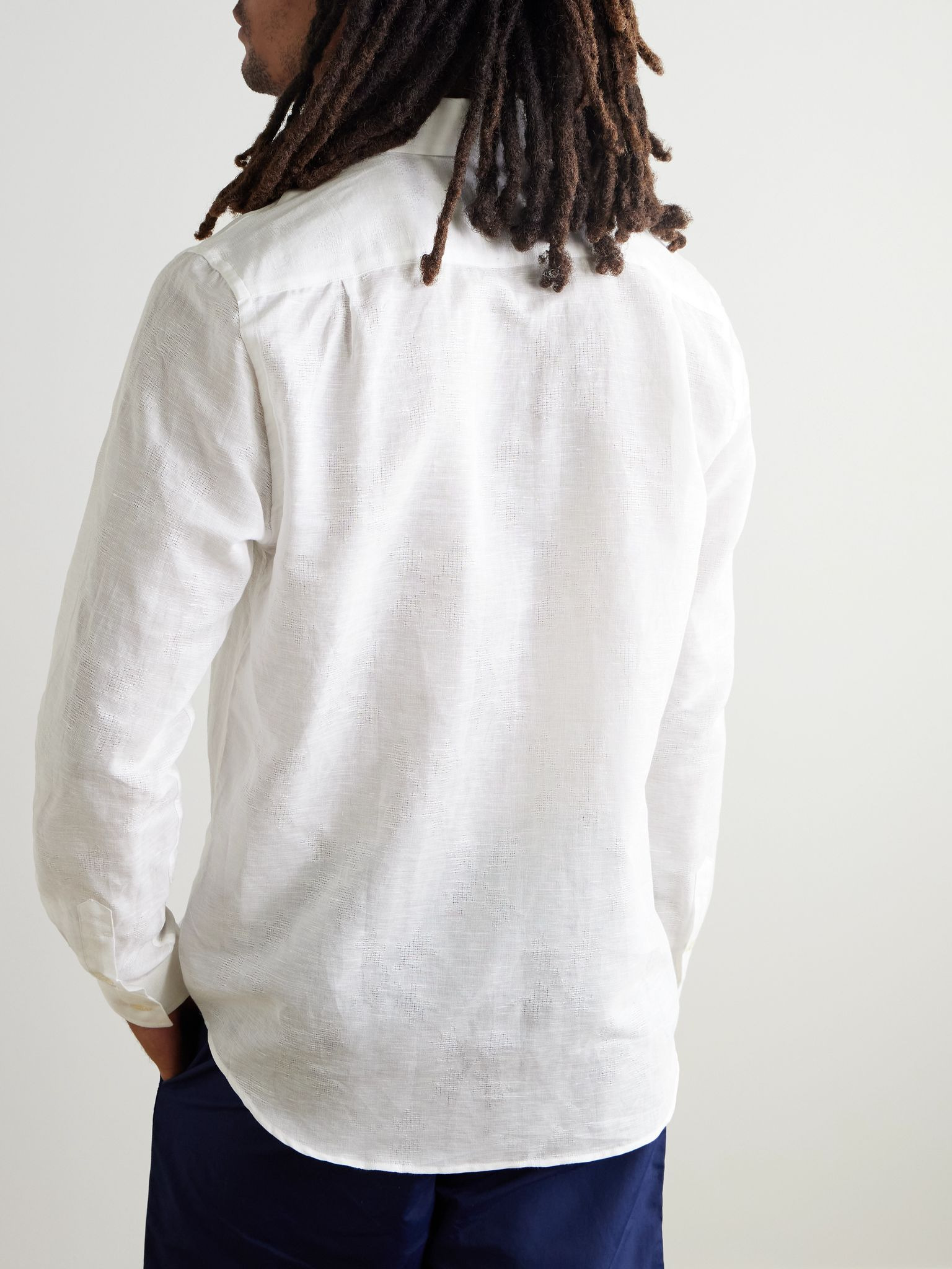 Caroubis Cotton and Linen-Blend Gauze Shirt White - 3