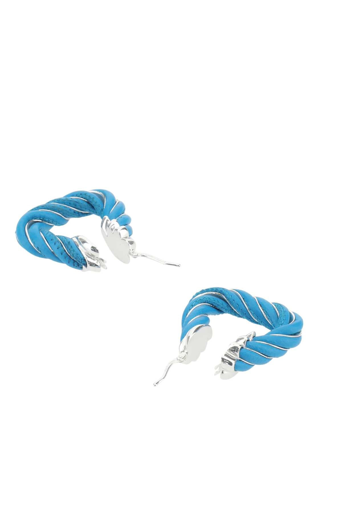 Bottega Veneta Women Light-Blue Nappa Leather And 925 Silver Twist Triangle Earrings - 3