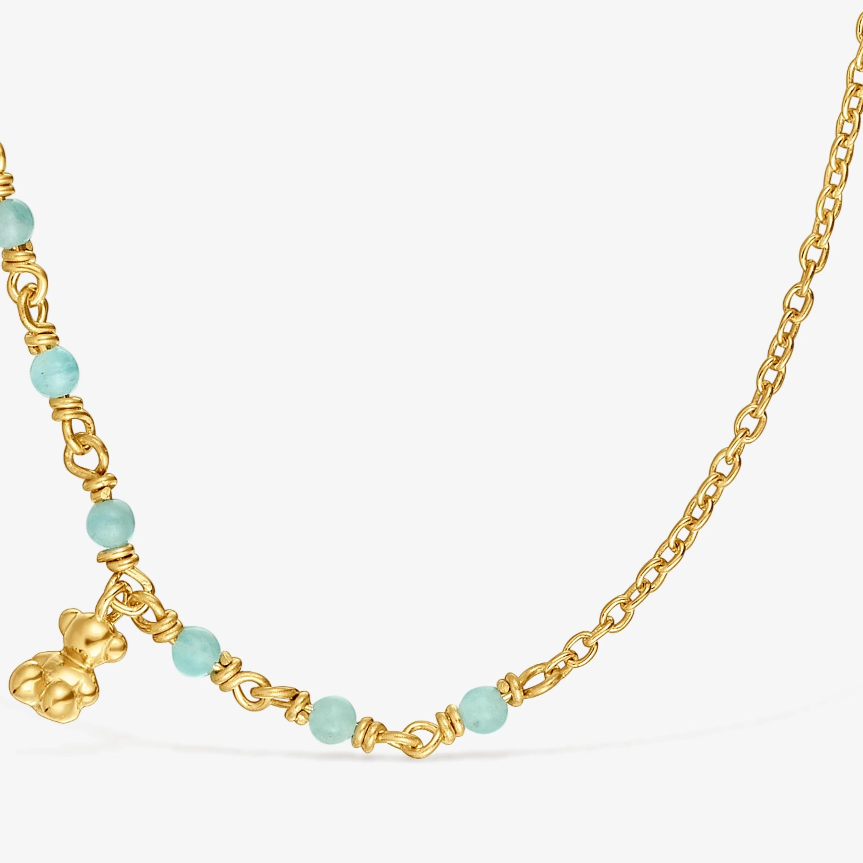 Silver vermeil and amazonite Necklace Bold Bear - 1