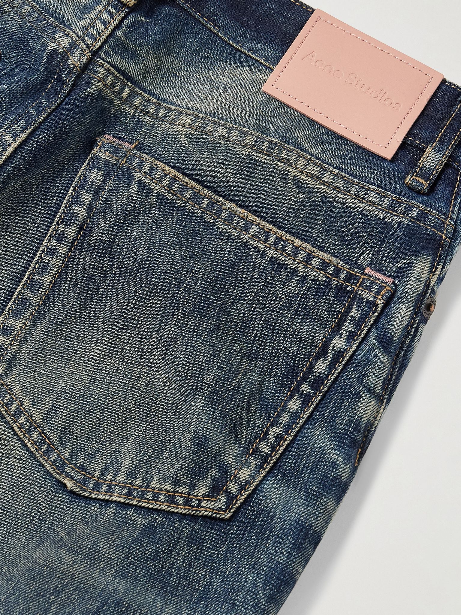 2024 distressed high-rise slim-fit flared organic jeans Blue - 6