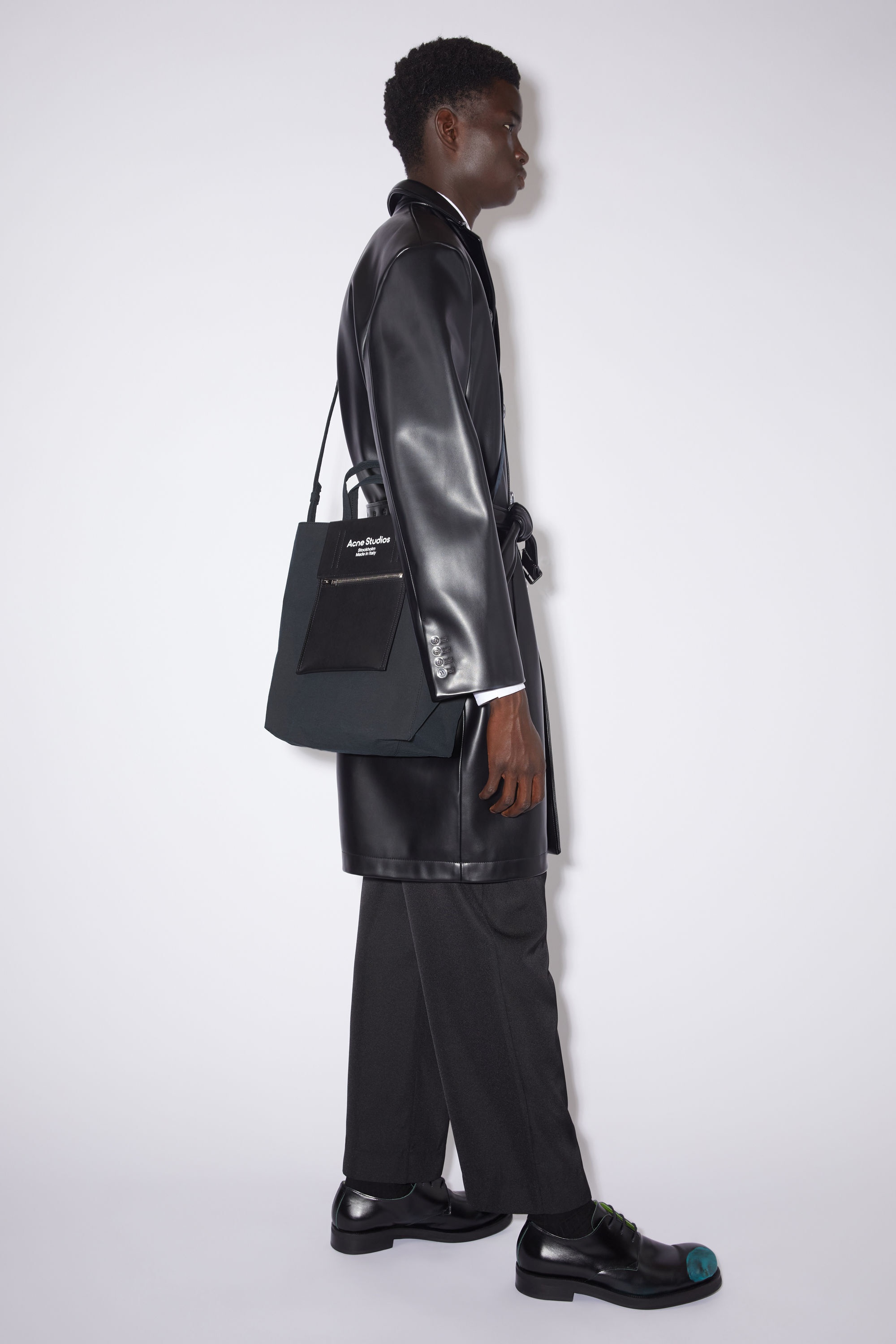 Papery nylon tote bag - Black/Black - 3