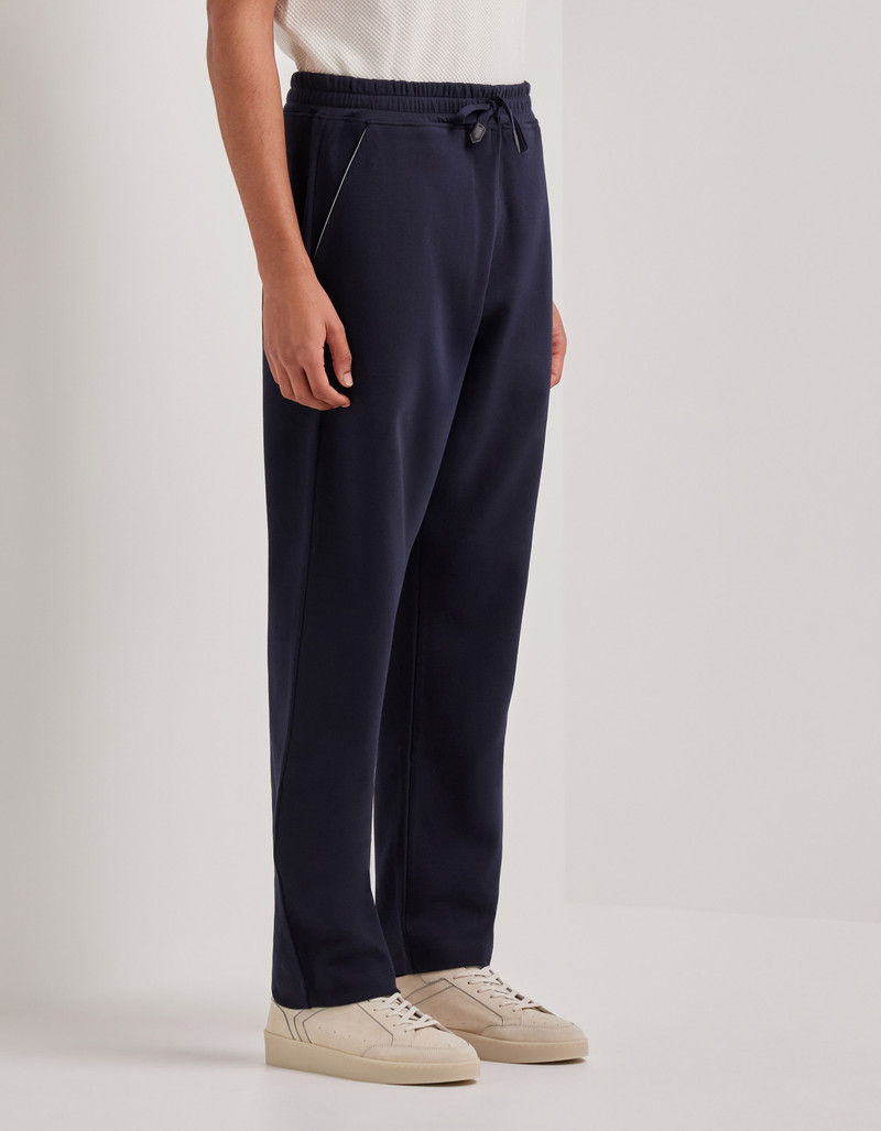 BLUE COTTON-BLEND JOGGERS WITH CONTRASTING DETAILS 3