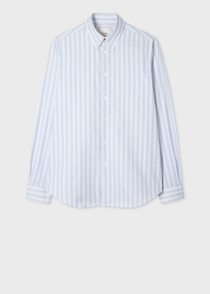 Classic-Fit Blue Stripe Cotton Button-Down Shirt 1