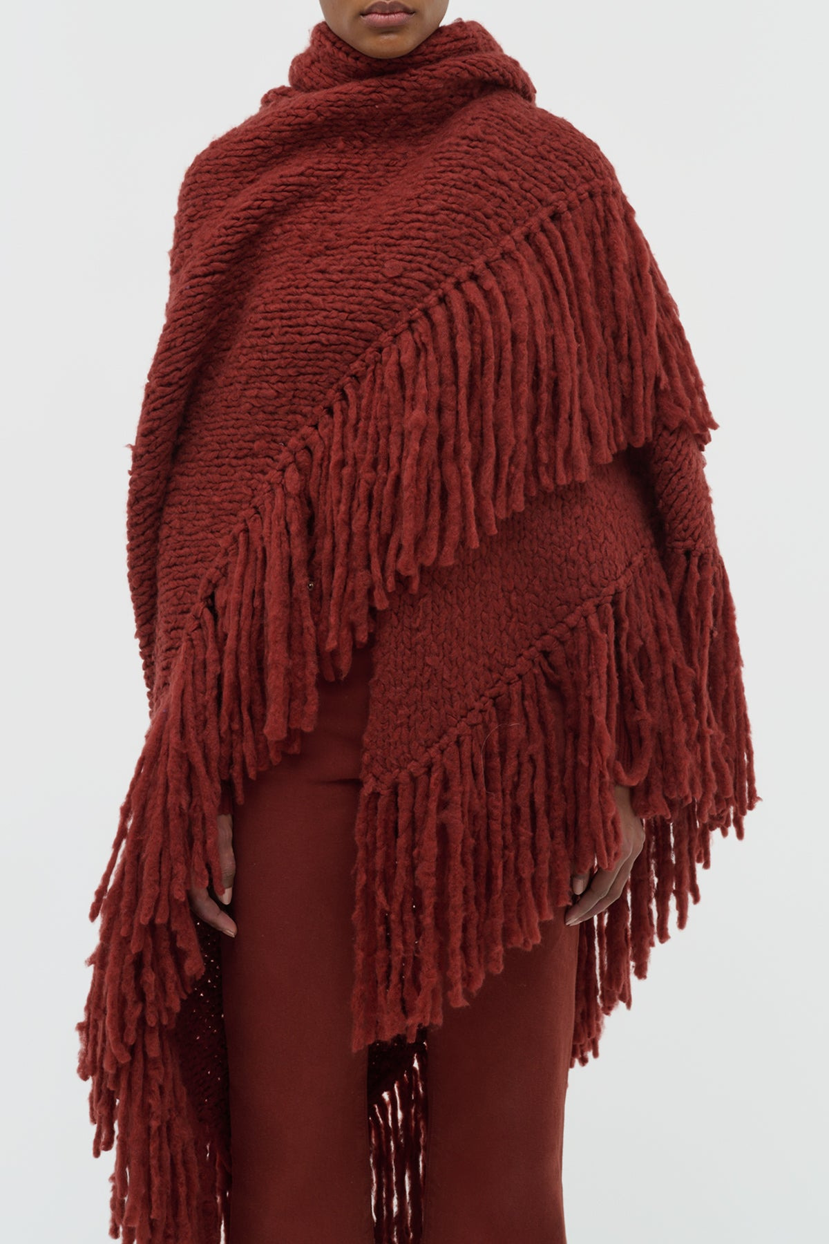 Lauren Knit Wrap in Burnt Sienna Welfat Cashmere - 2