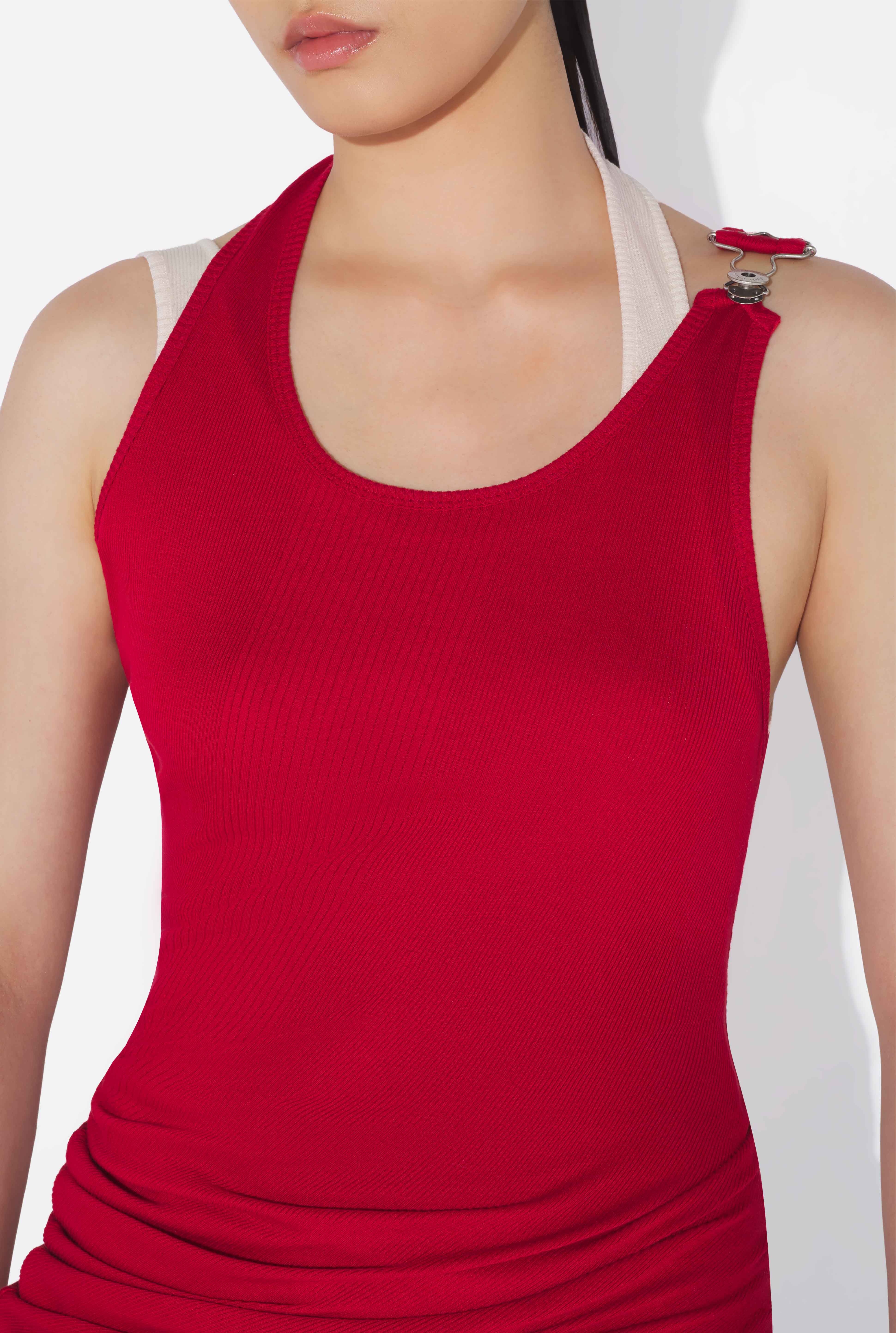 THE RED DRAPED DOUBLE TANK TOP - 5