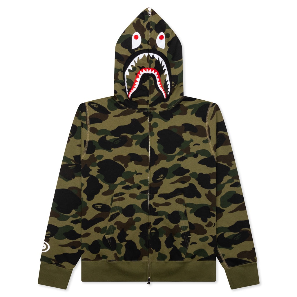 1ST CAMO 2ND SHARK FULL ZIP HOODIE - GREEN - 1