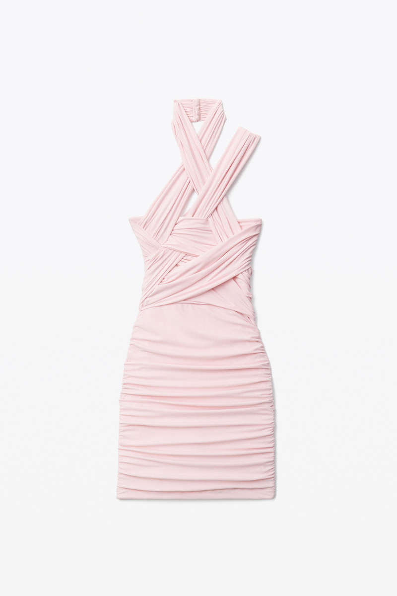 MINI HALTER DRESS IN FAUX SUEDE - 1