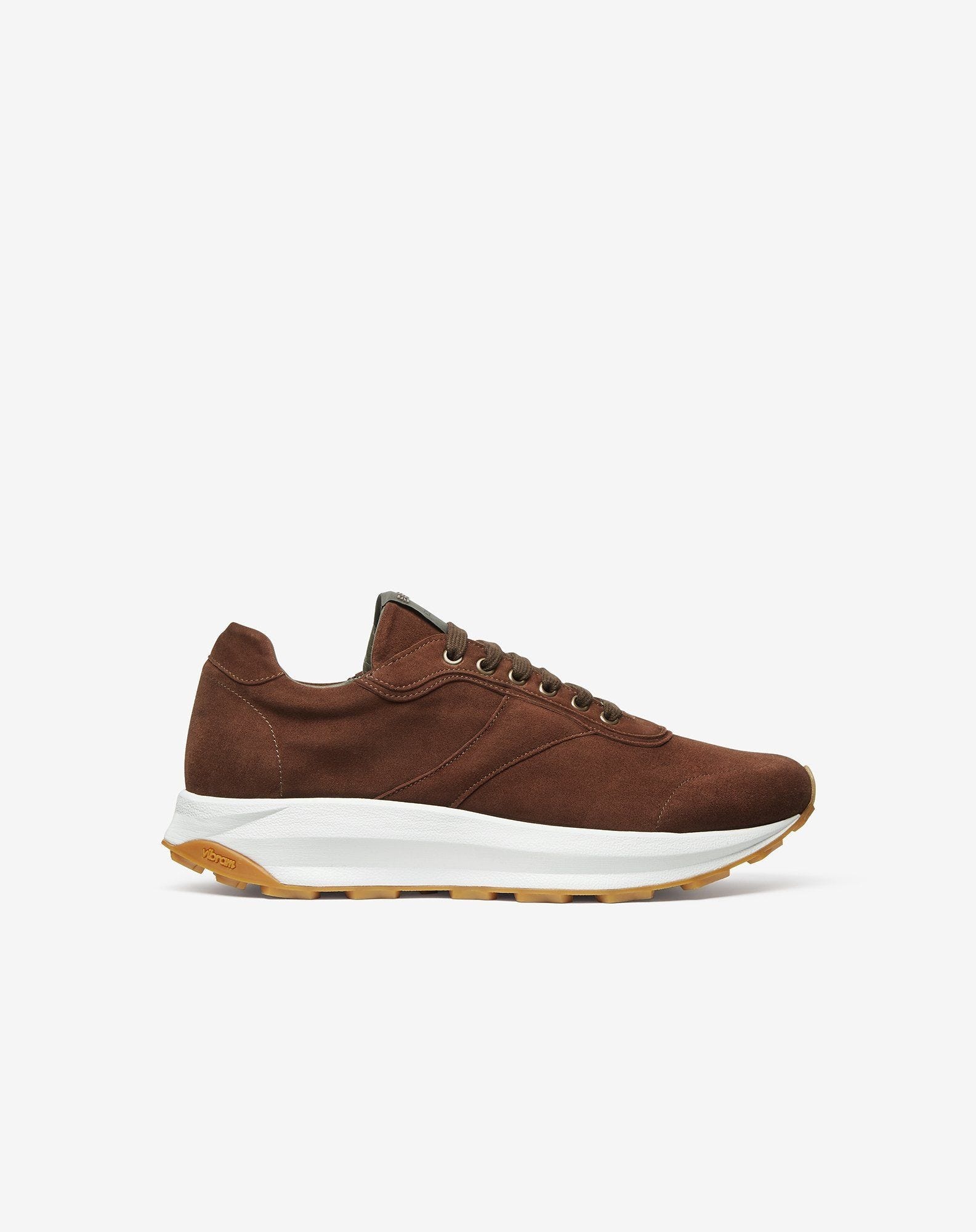Cognac-beige suede running shoes - 1
