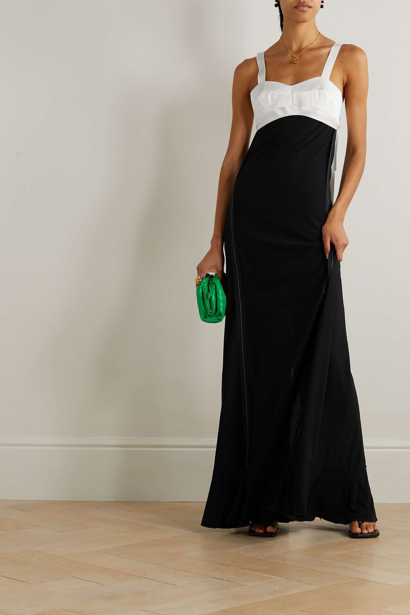 Cutout two-tone satin and crepe maxi dress - 2