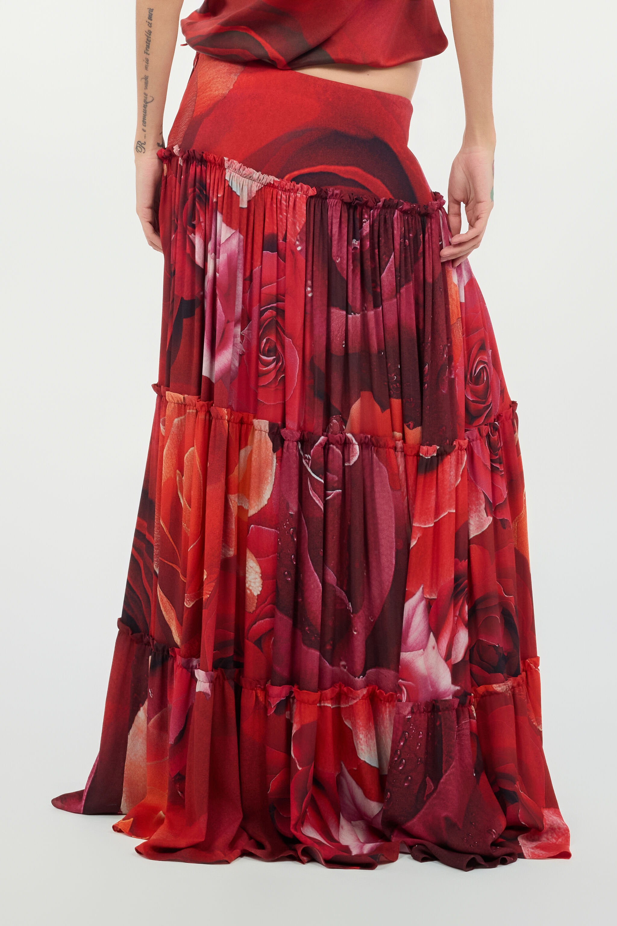Extra-Long Skirt With Garden Rose Print - 4