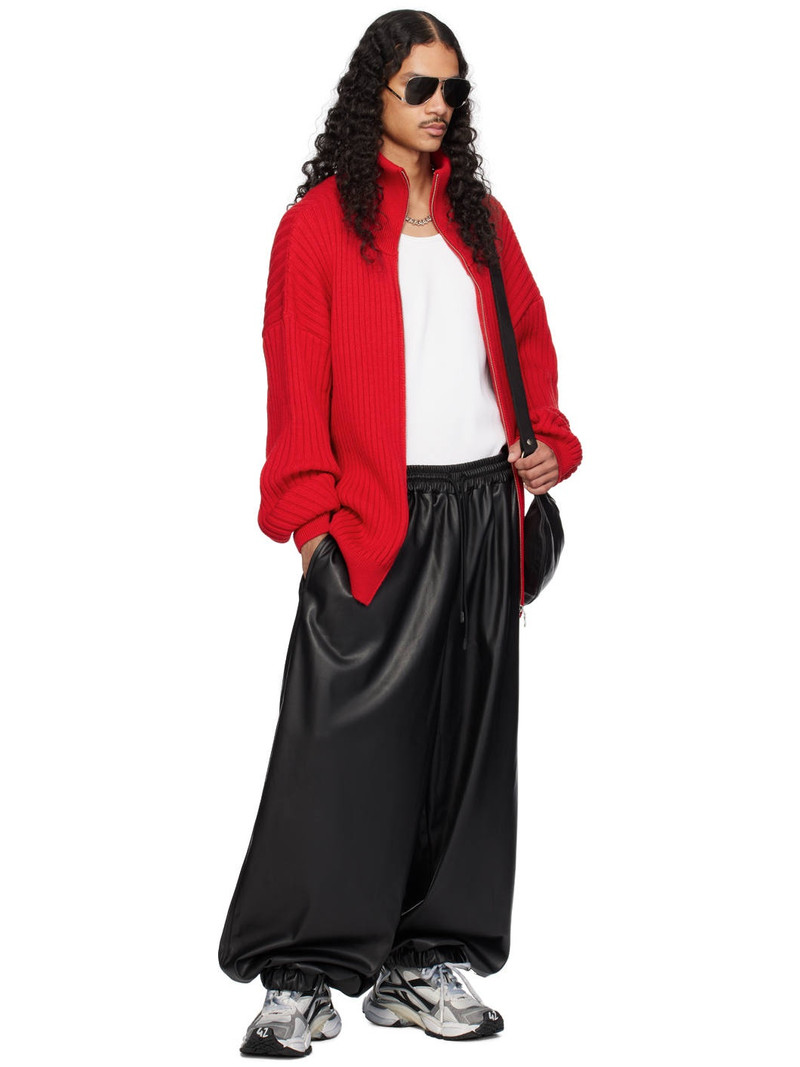 LU'U DAN Black Baggy Bontan Faux-Leather Trousers outlook