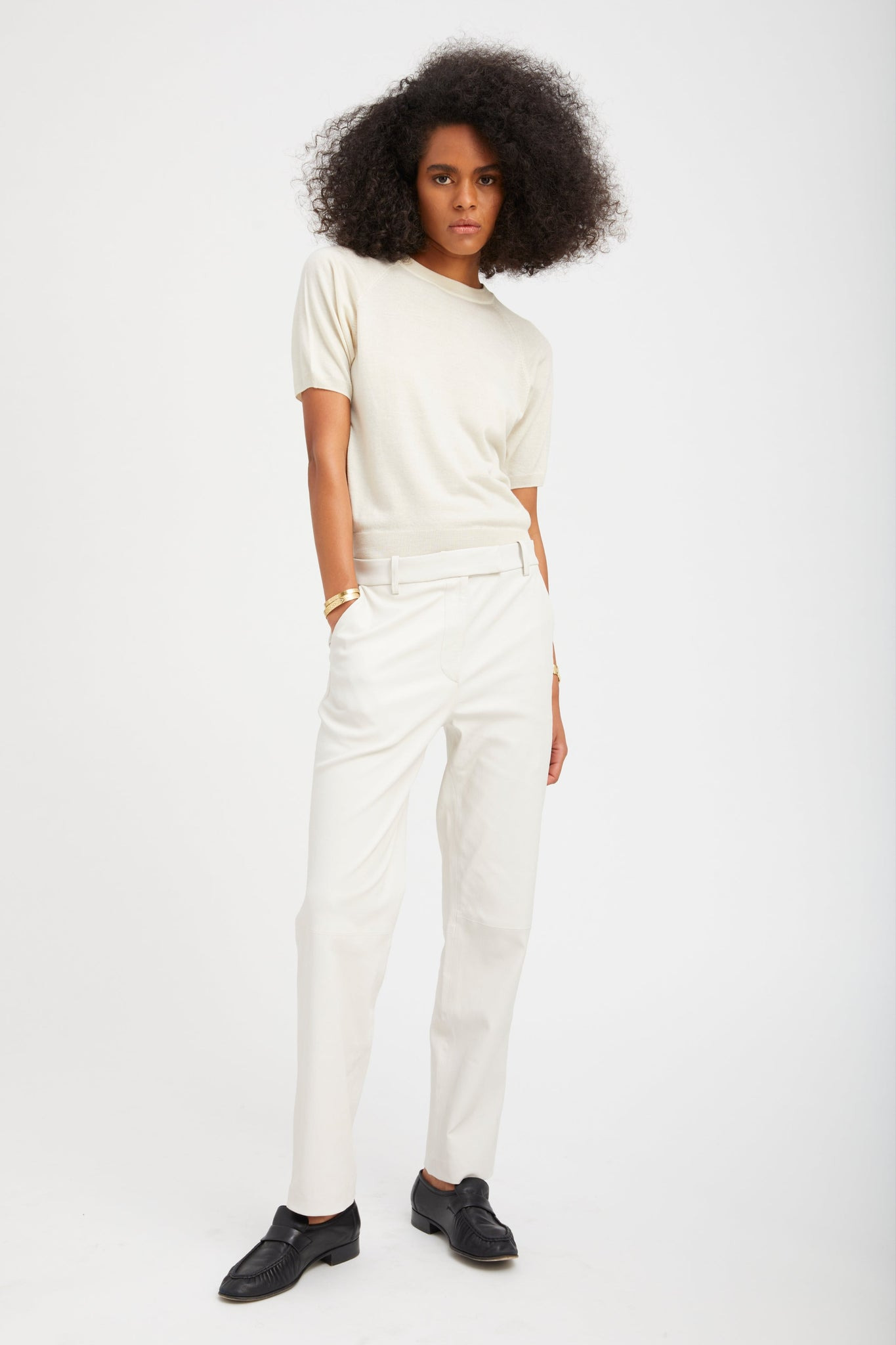 SHELL LEATHER SOPHIA CIGARETTE TROUSERS - 2