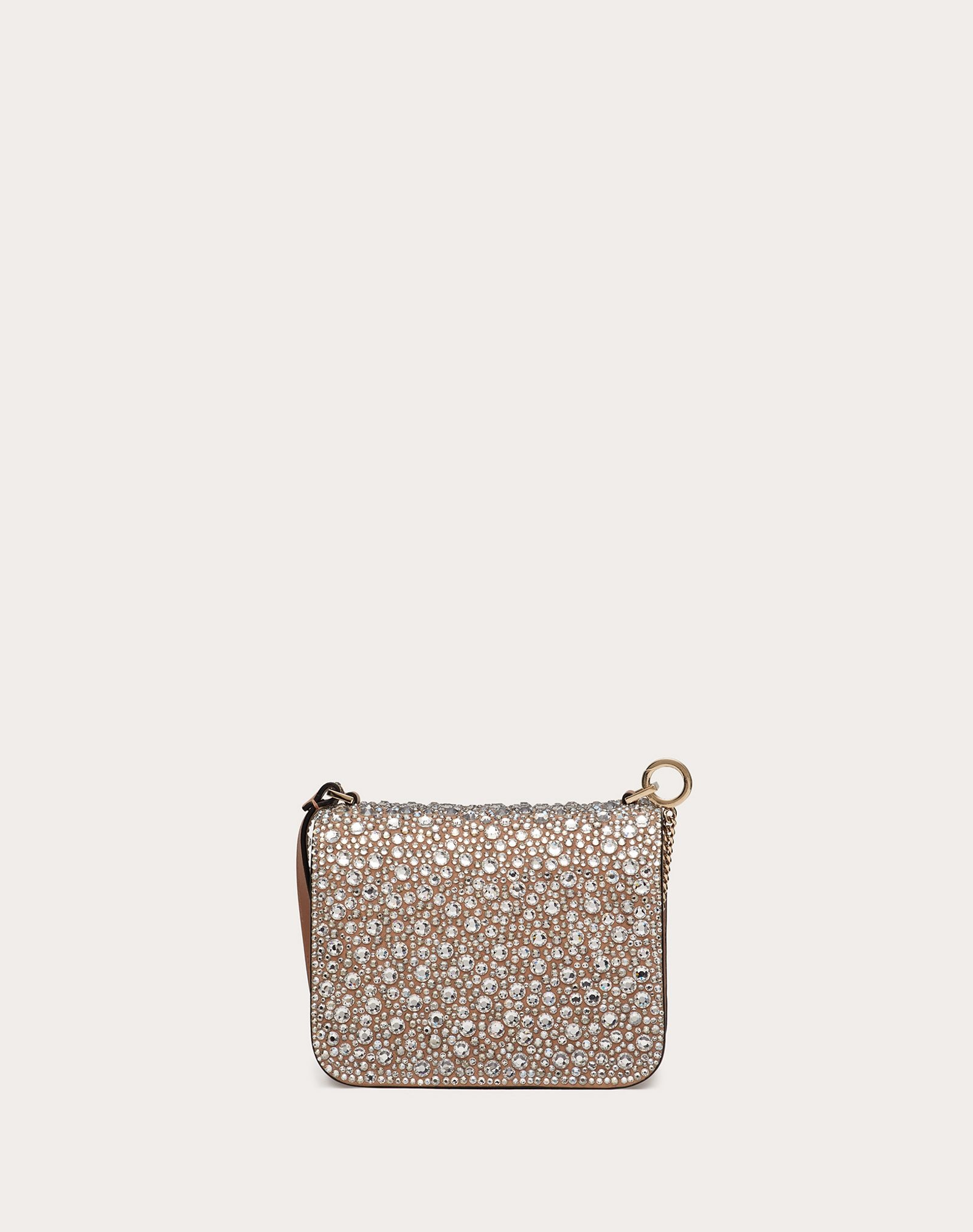 Small VSLING Shiny Calfskin Shoulder Bag with Crystal Embellishments - 3