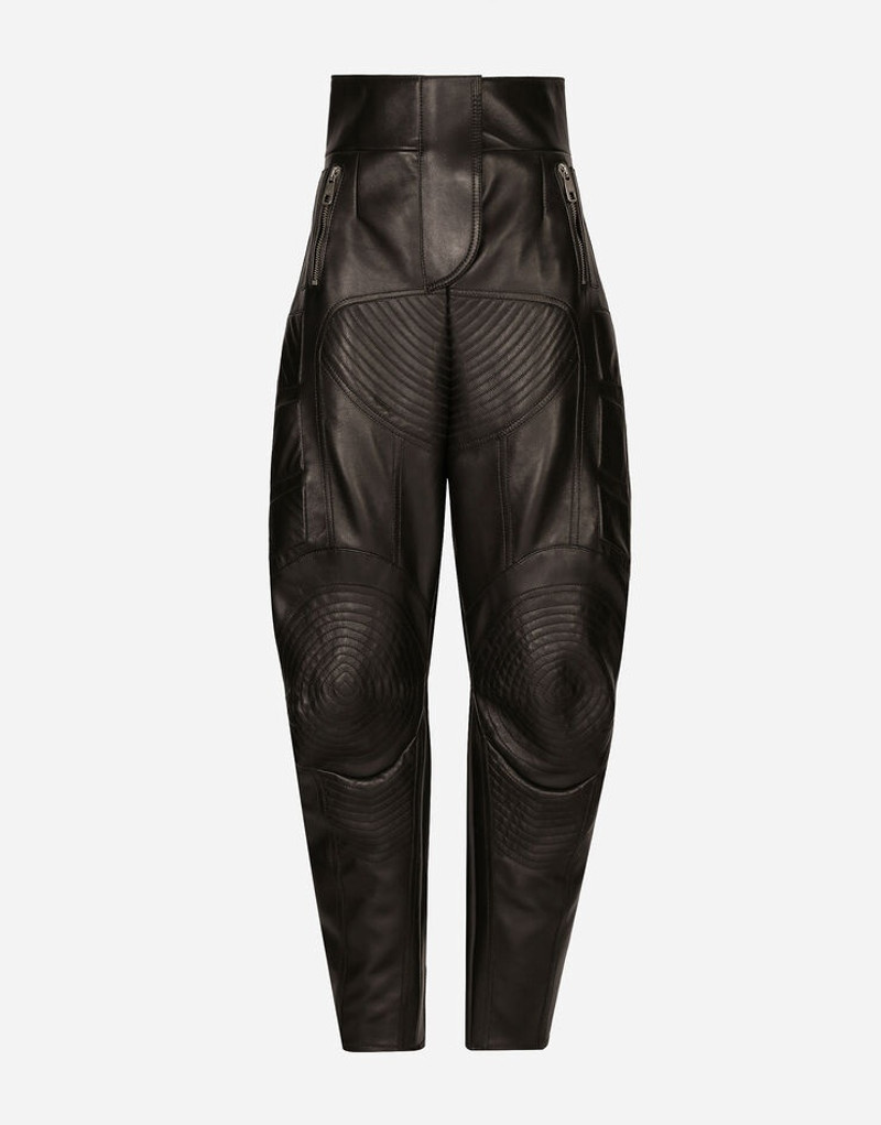 High-waisted leather biker pants 1