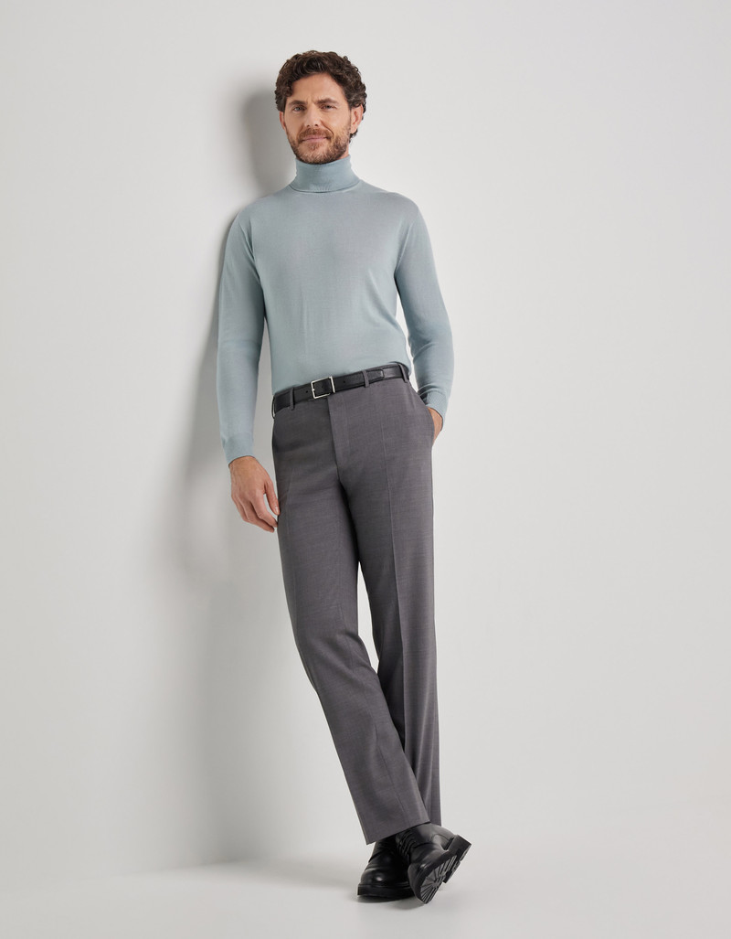 Canali GRAY HIGH-WAISTED PLEATLESS STRETCH WOOL PANTS outlook