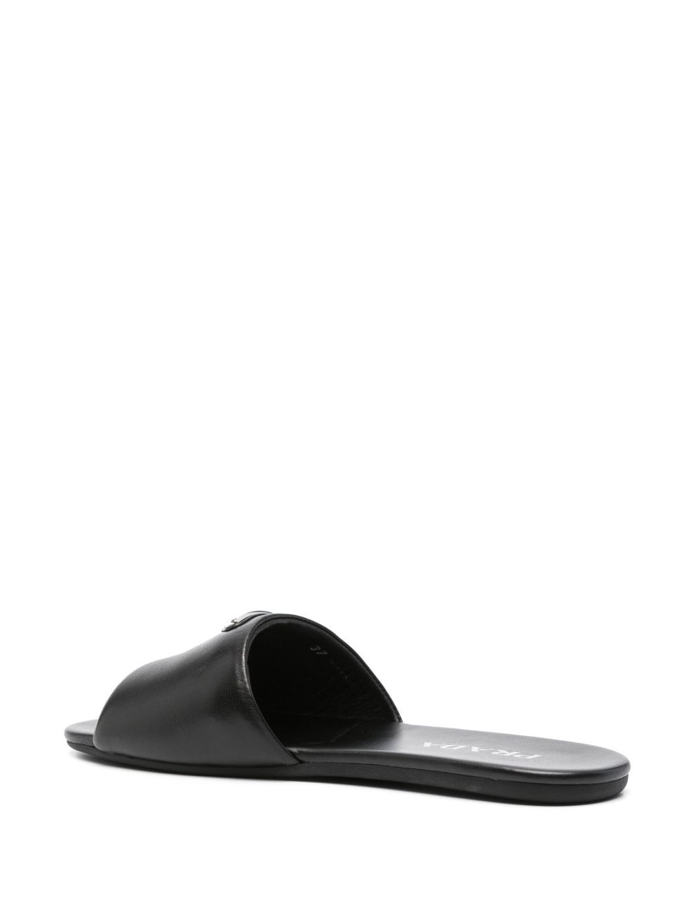 triangle-logo leather slides - 3