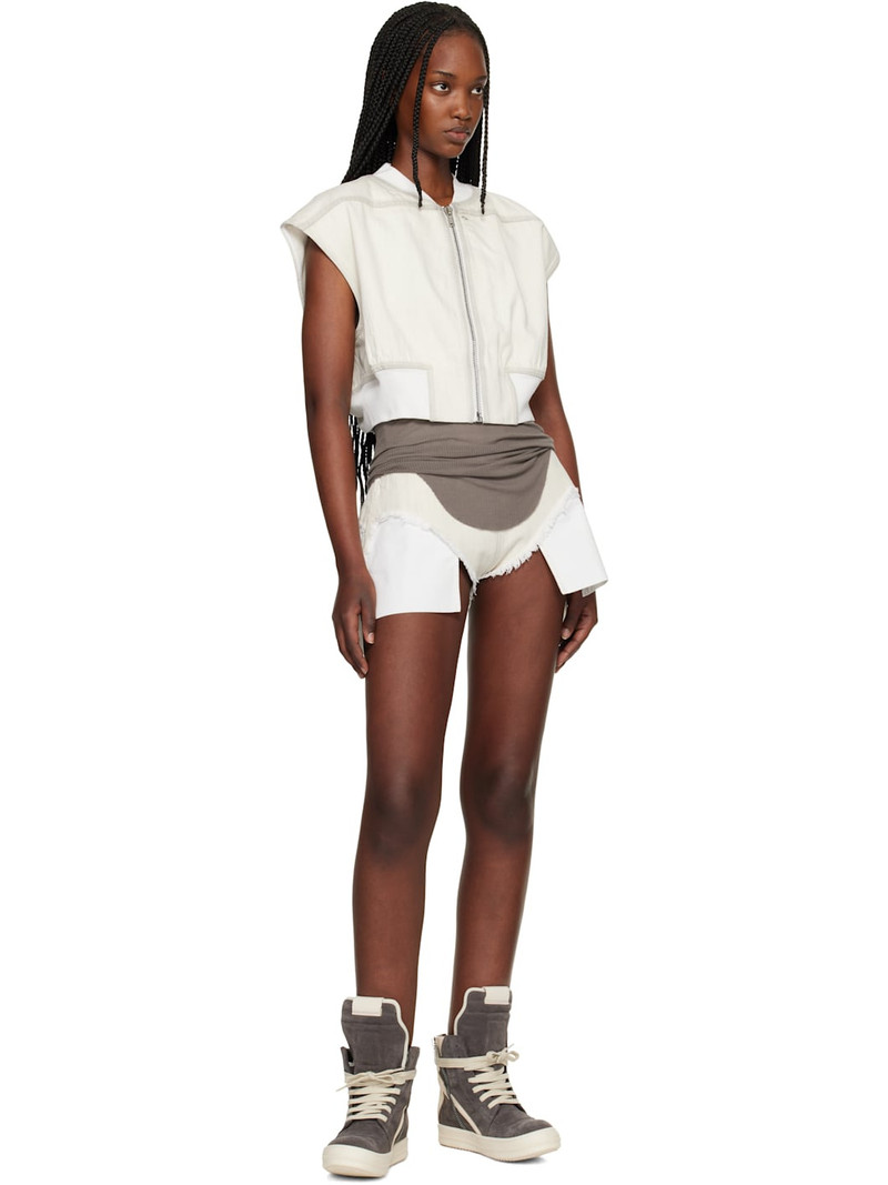 Rick Owens DRKSHDW Off-White Temple Dirt Cutoff Denim Shorts outlook