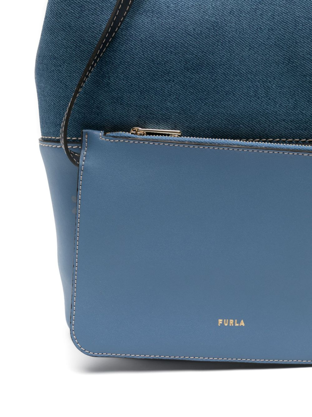 denim-panel tote bag - 4