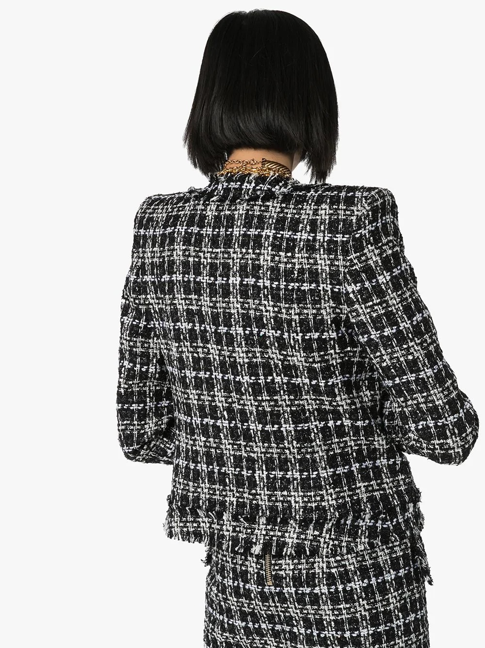 tweed square-shoulder jacket - 4