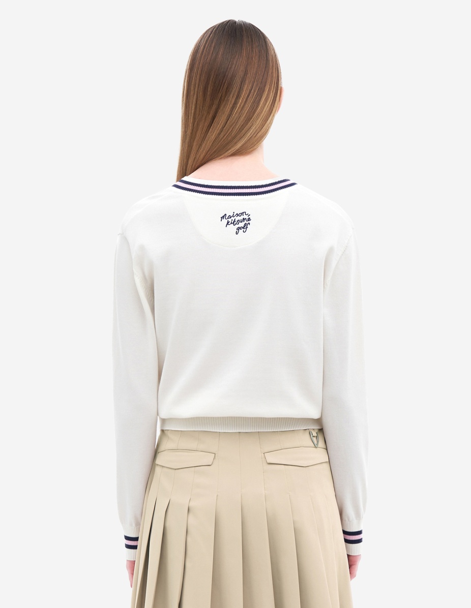 Women Crest Logo Vneck Pullover Sweater - 4