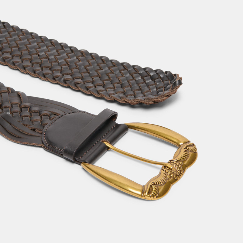 WOVEN WESTERN BUCKLE BELT ESPRESSO GOLD 3