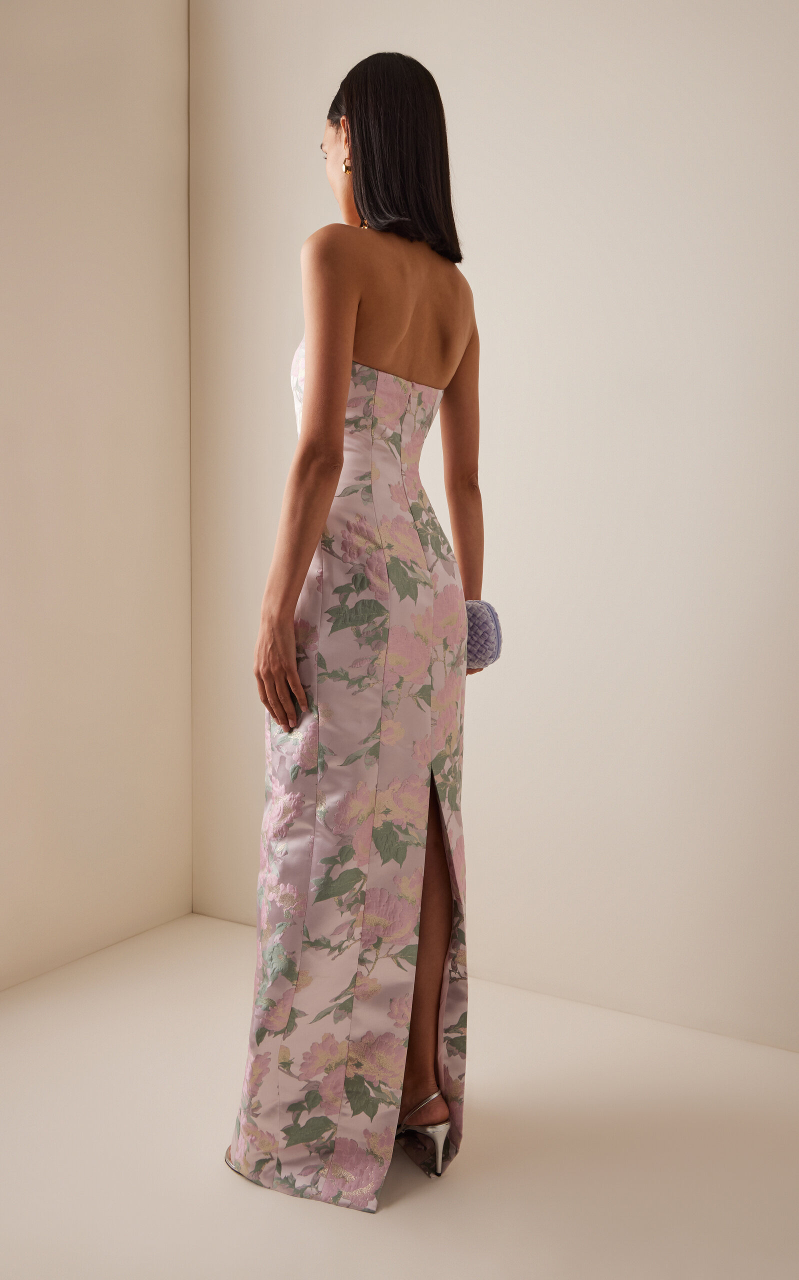 Odessa Strapless Brocade Column Gown floral - 4