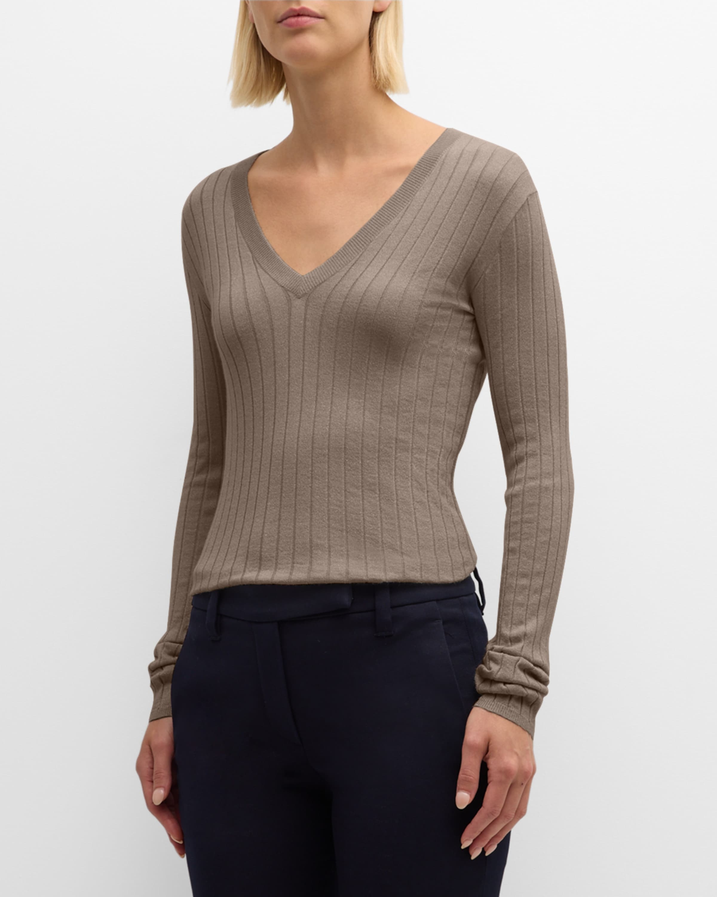 Cashmere-Blend Lurex Ribbed Knit Top - 2