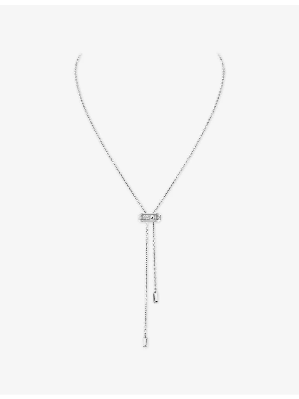 Moderniste Pave Tie 18ct Gold And 0.10ct Diamond Necklace - 1
