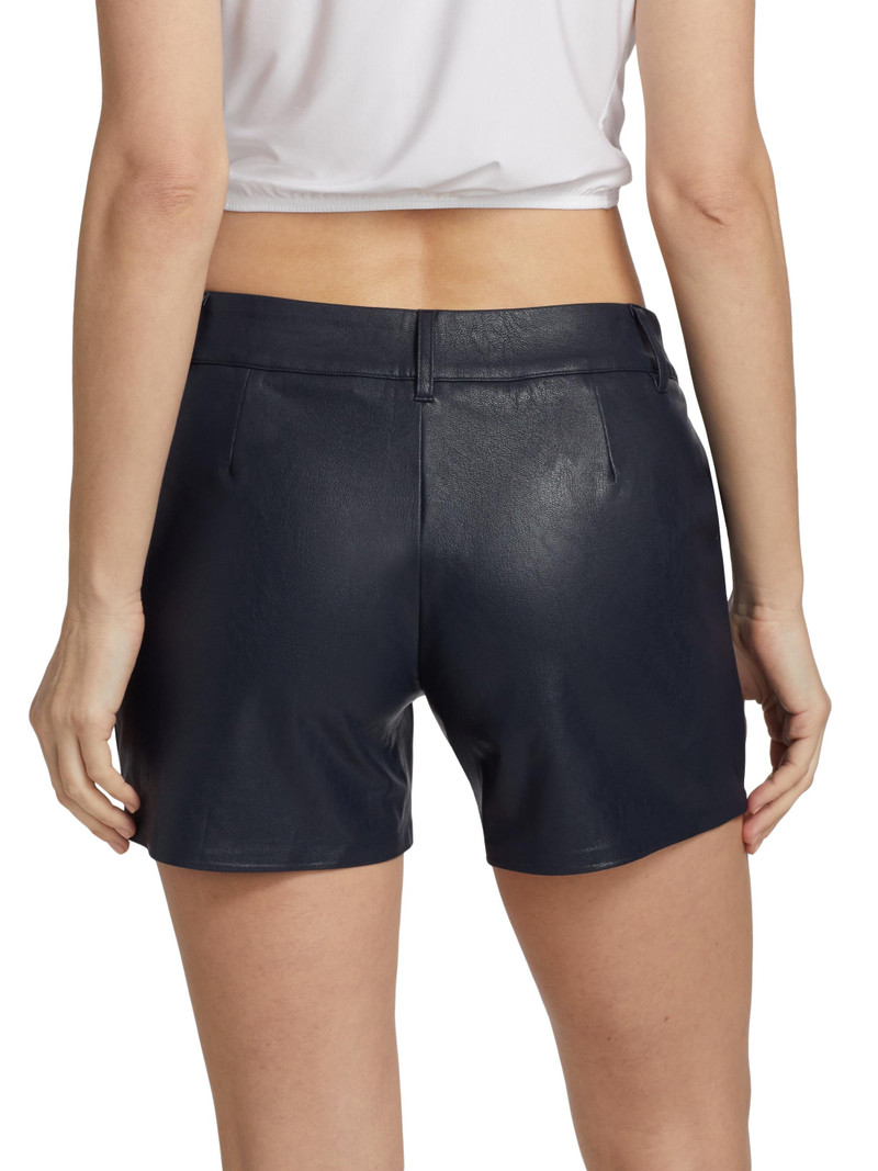 Women's Faux-Leather Tailored Shorts - Black 5