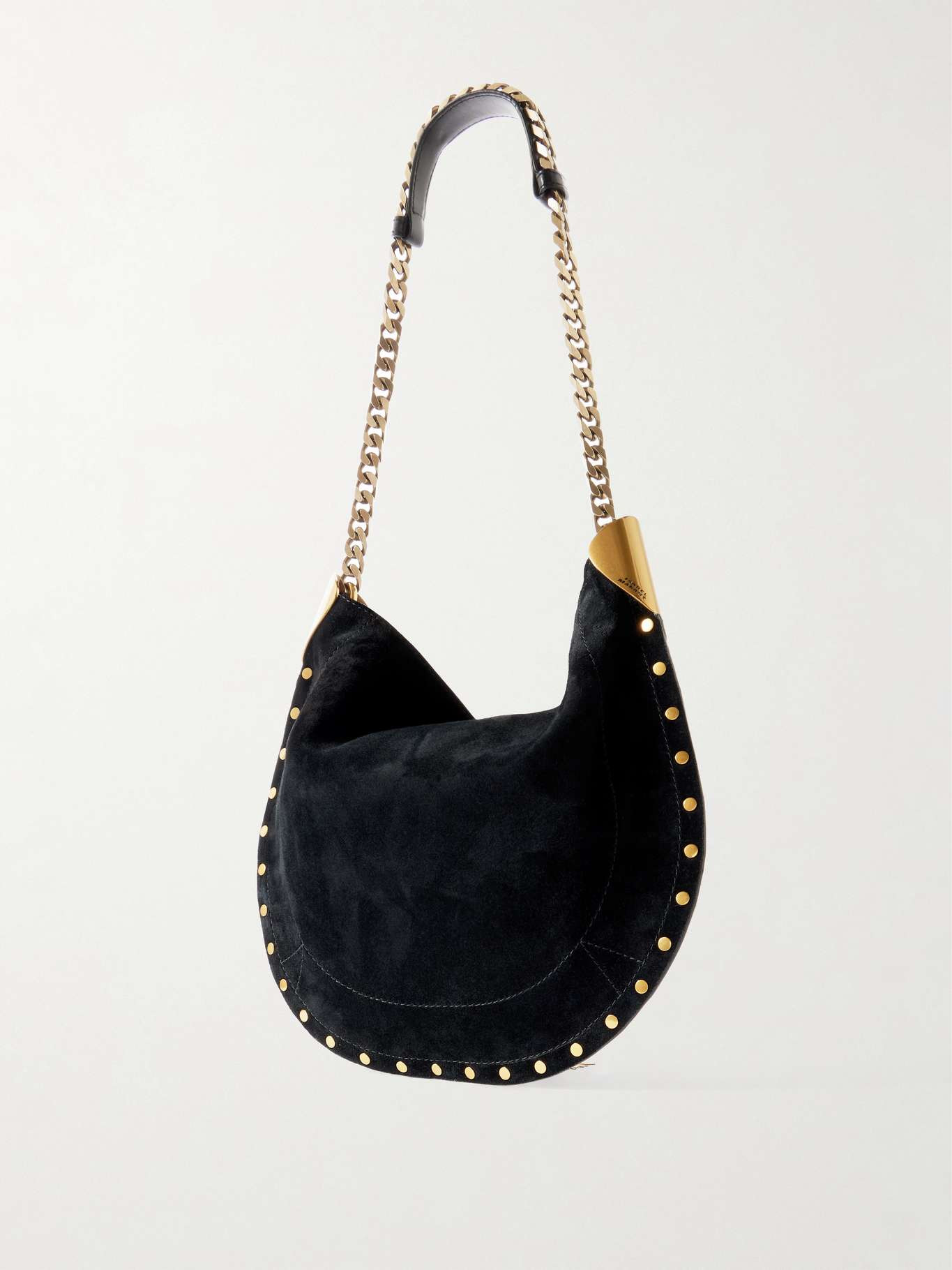 Oskan leather-trimmed tasseled studded suede shoulder bag Black - 3